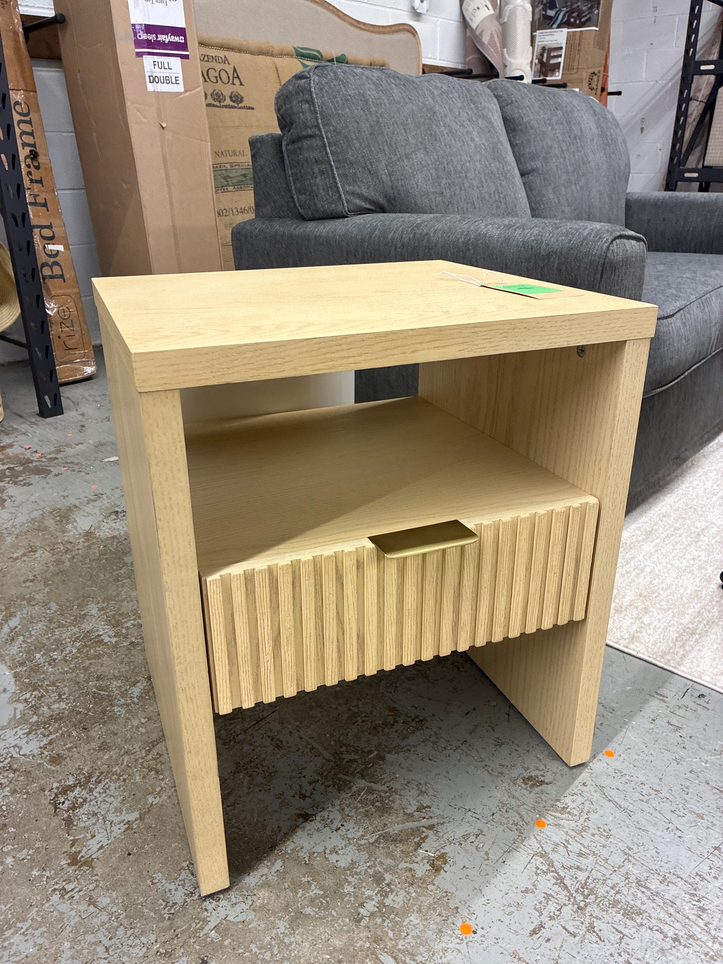 Groove Dowel Accent Table with Shelf Natural Wood - Threshold Assembly Required | Retail Price: $120