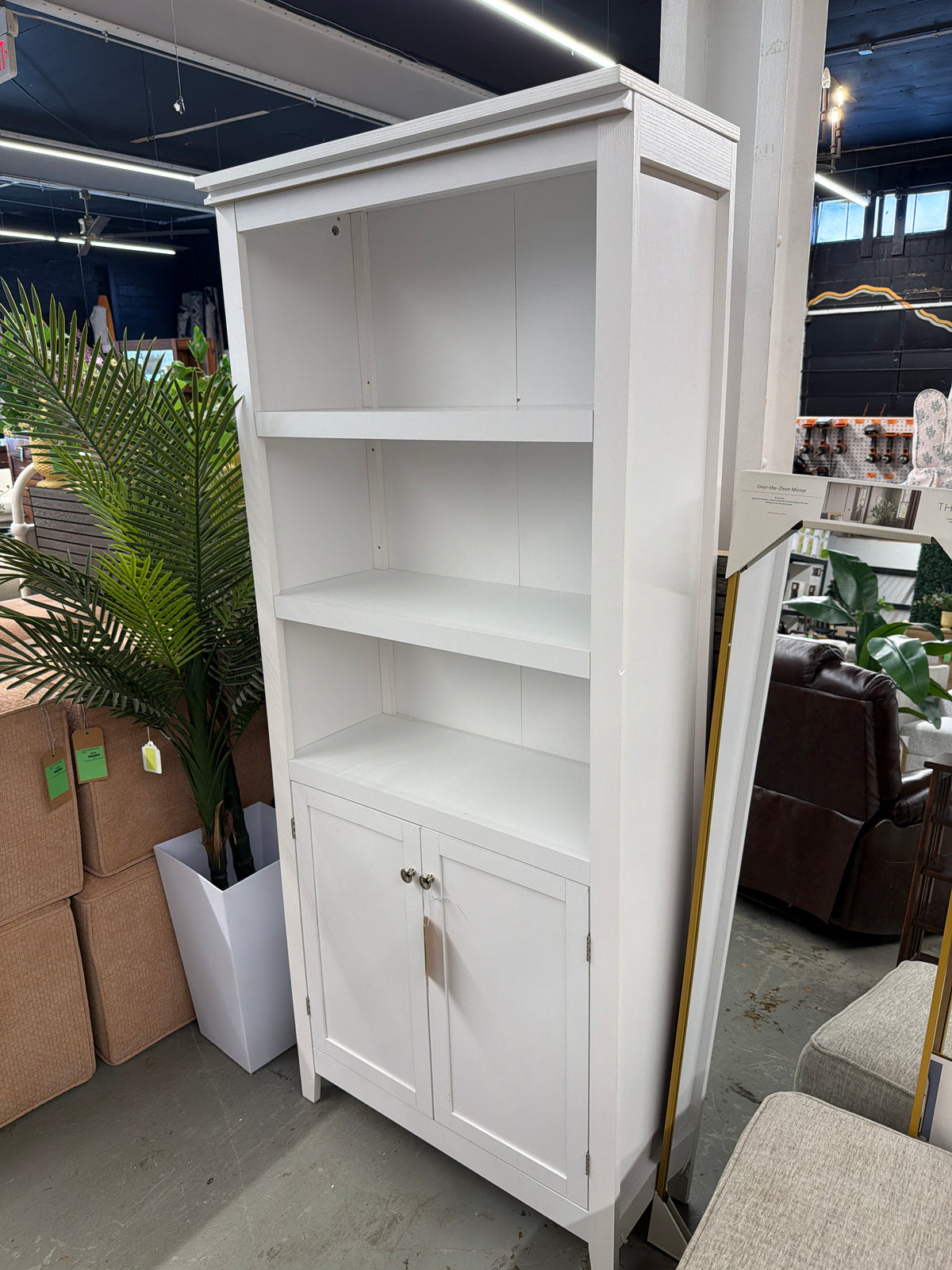 72 In Carson 5 Shelf Bookcase with Doors - White *Retails for $200 Unassembled