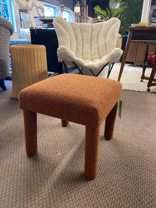 Upholstered Square Stool Ottoman Rust Boucle - Room Essentials Retail: $50