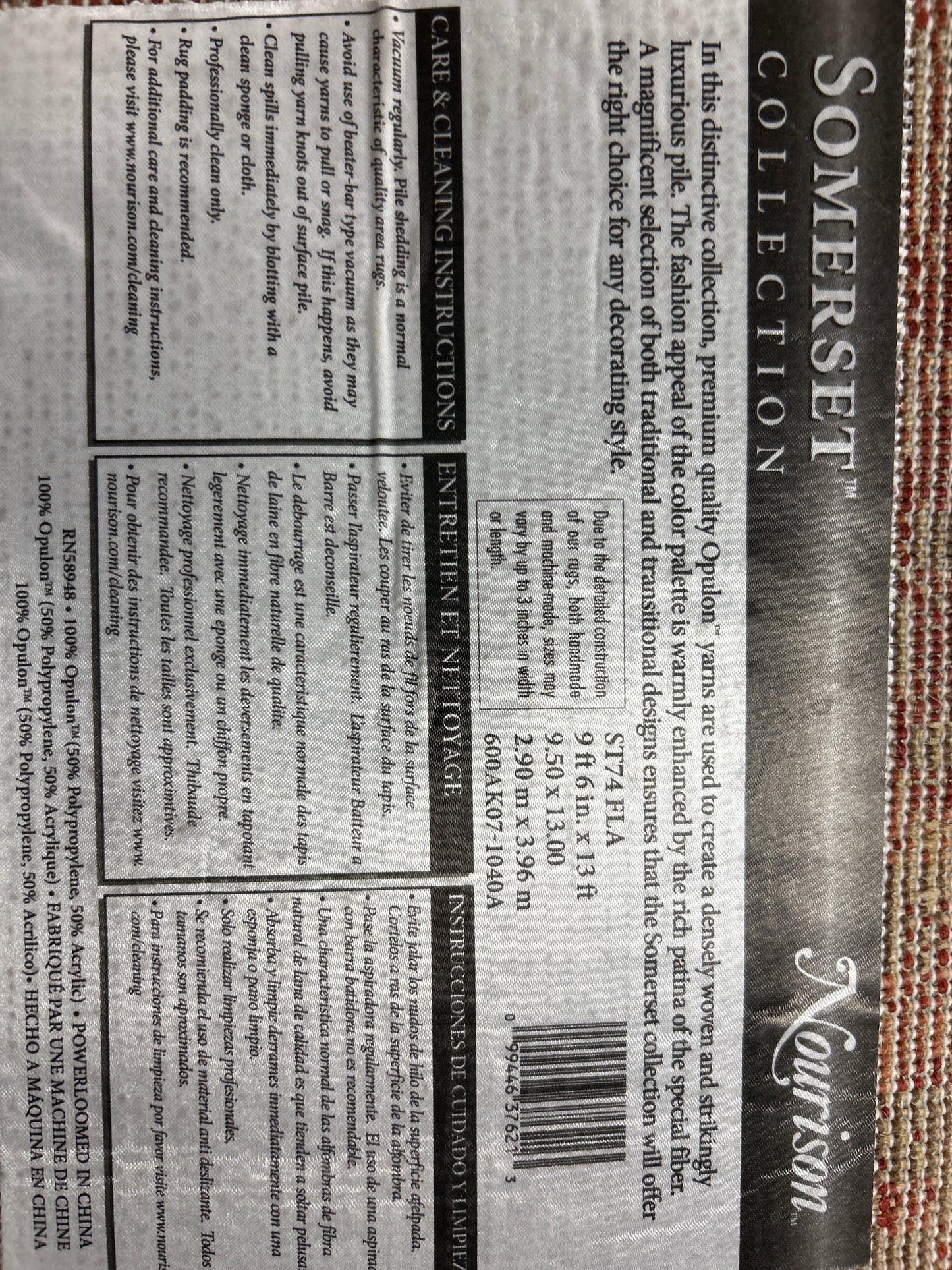 9 x 12 Nourison “Botanical Autumn” area rug