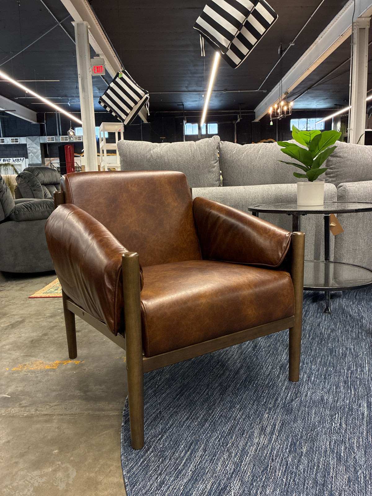 Arlena Faux Leather Armchair with Removable Arm Cushions