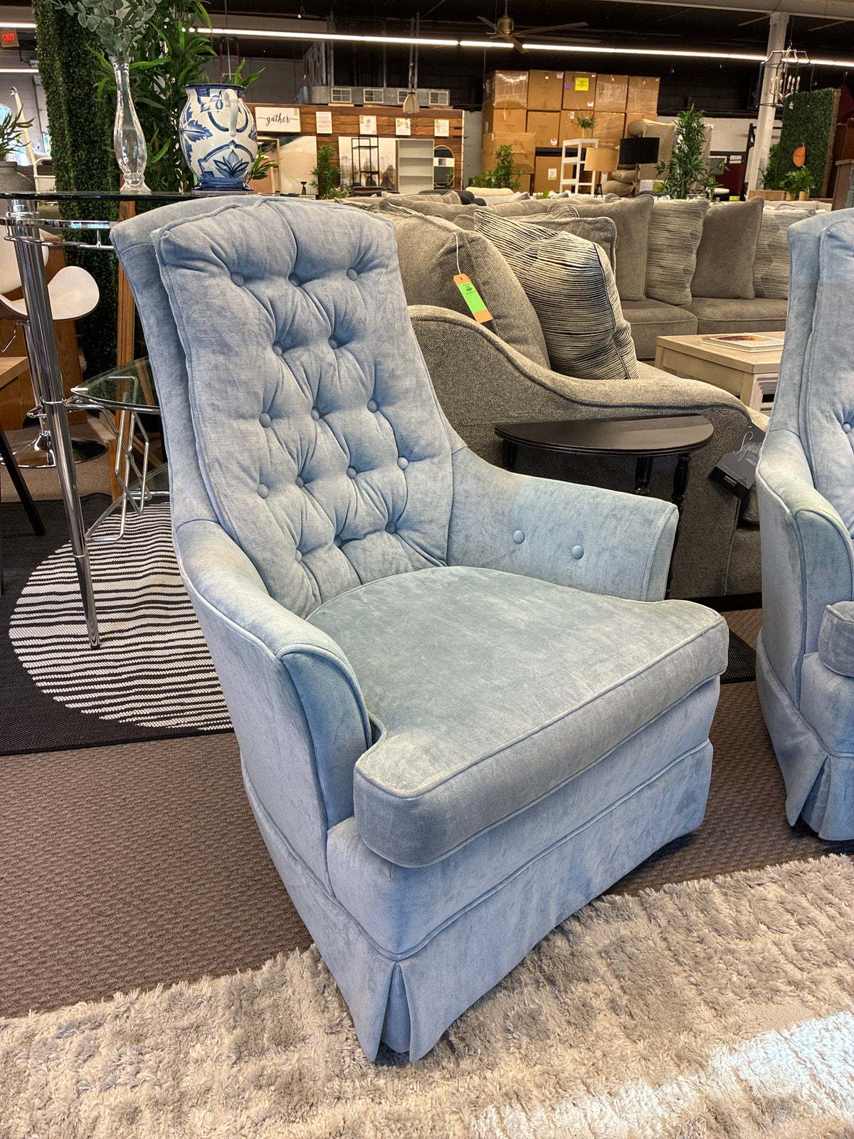 Vintage Blue Upholstered Armchair *donated