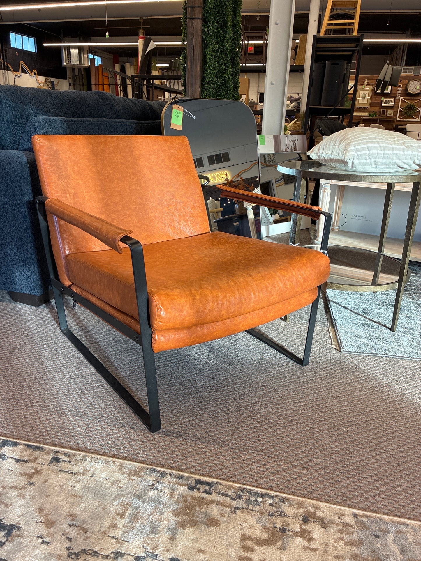 Leather Accent Chair in Orange *donated