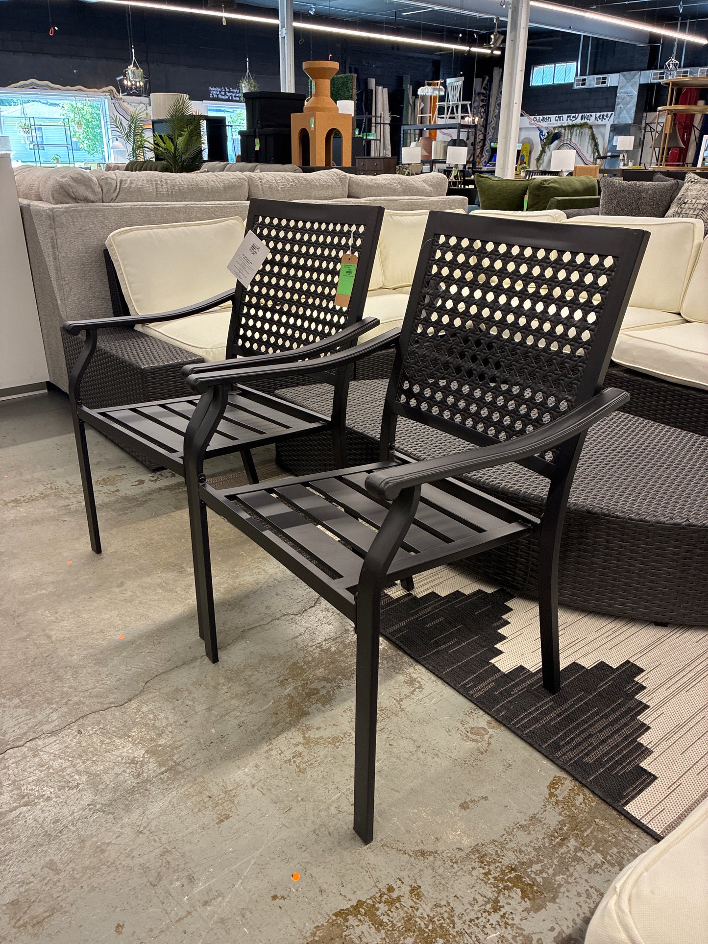 Set of 2 Black Sophia&William Wrought Iron Patio Dining Chairs