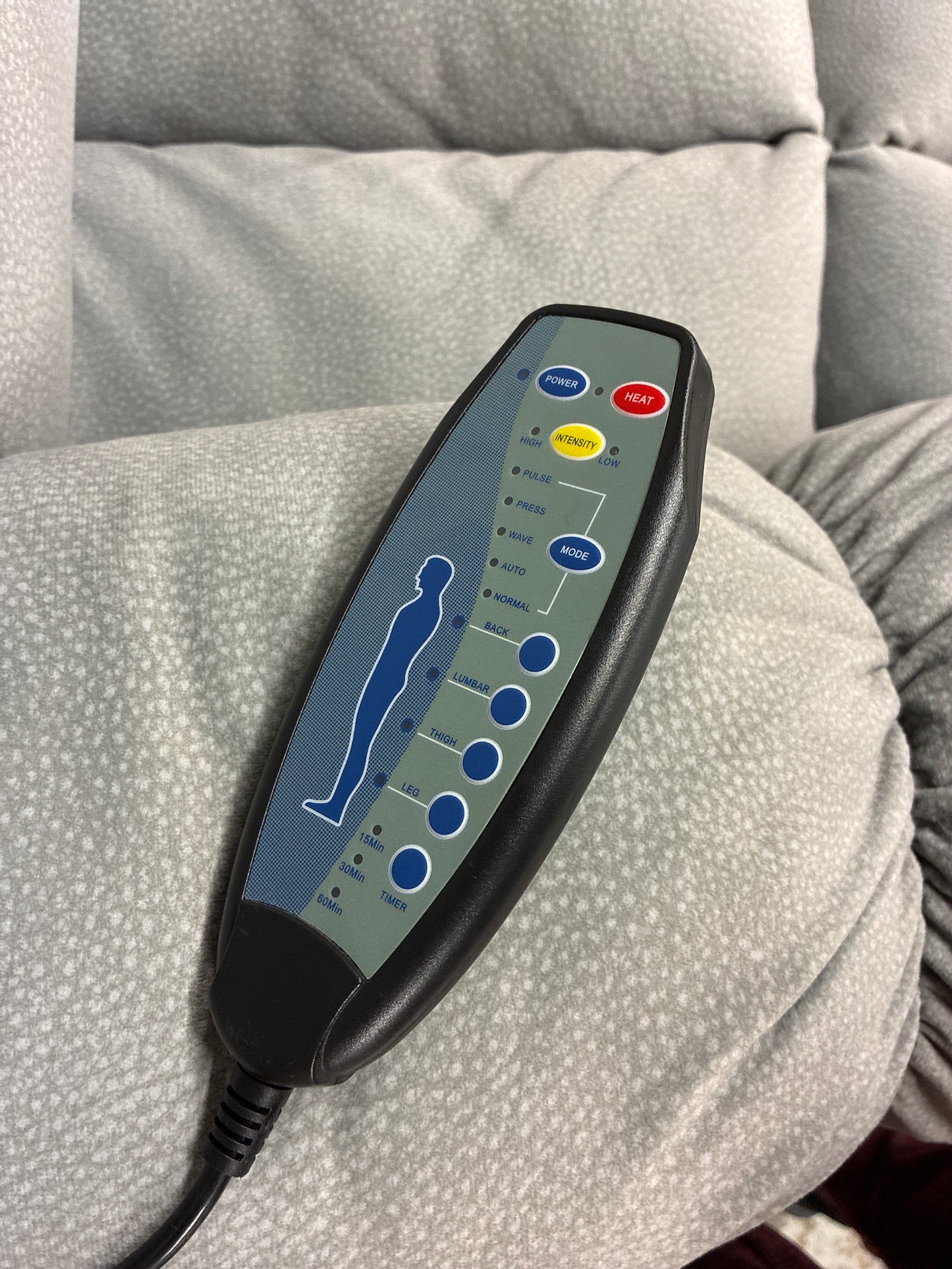 Comfy Overstuffed Manual Reclining Heated Massage Recliner in Light Grey
