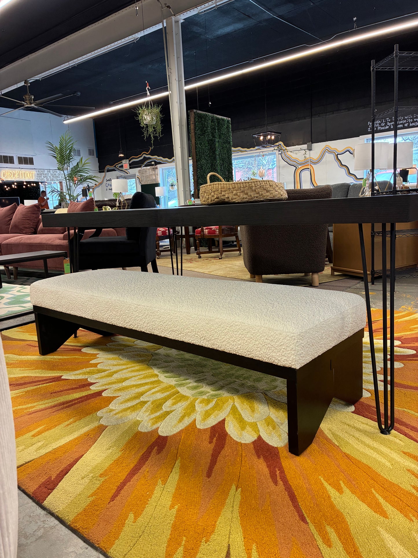 Sharyn Boucle & Wood Bench | Retail Price: $445