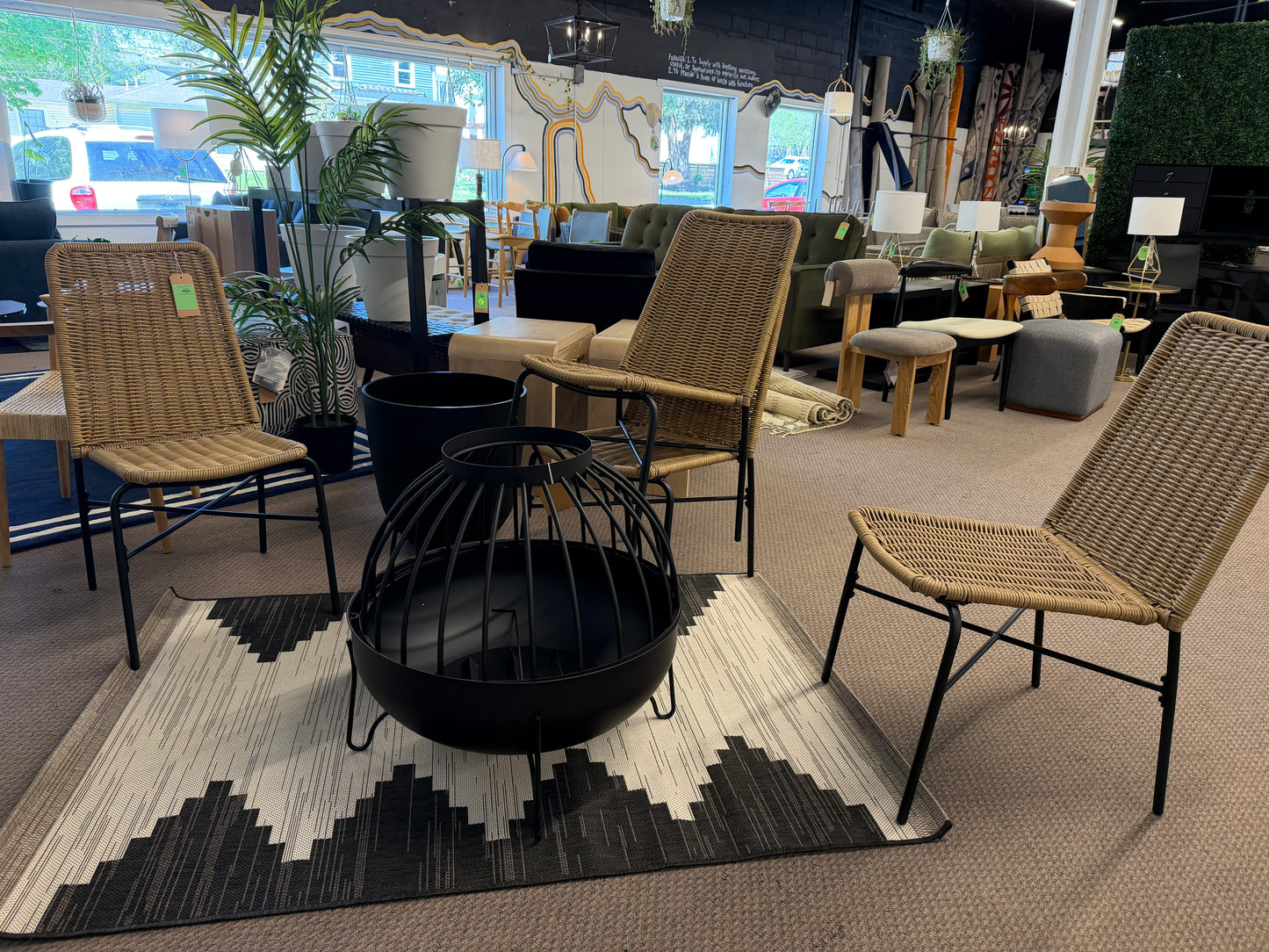 4pc Wicker Stack Armless Patio Dining Chairs Brown Retail: $340