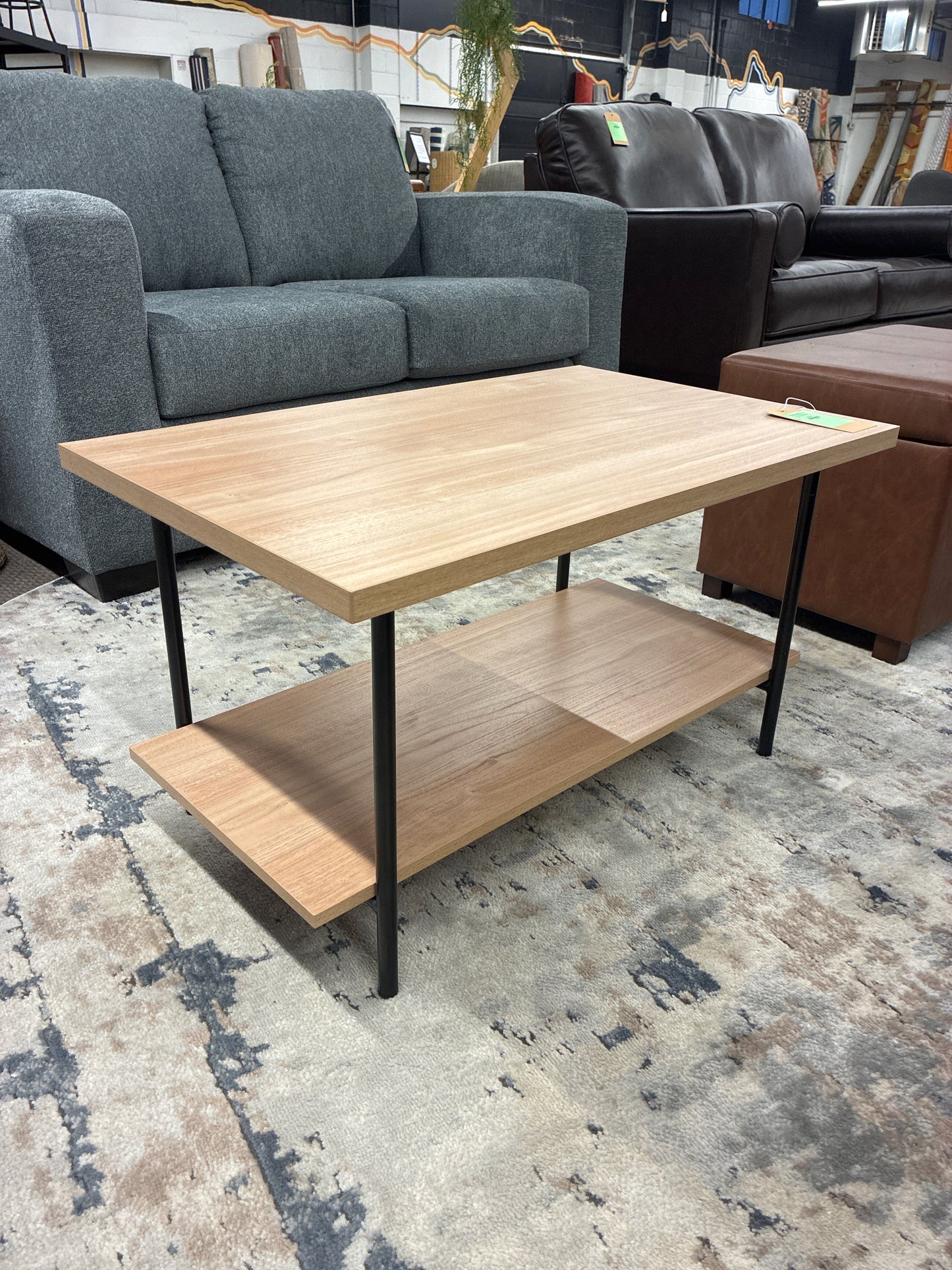 Wood and Metal Coffee Table with Storage Shelf Natural Finish - Room Essentials | Retail Price: $42