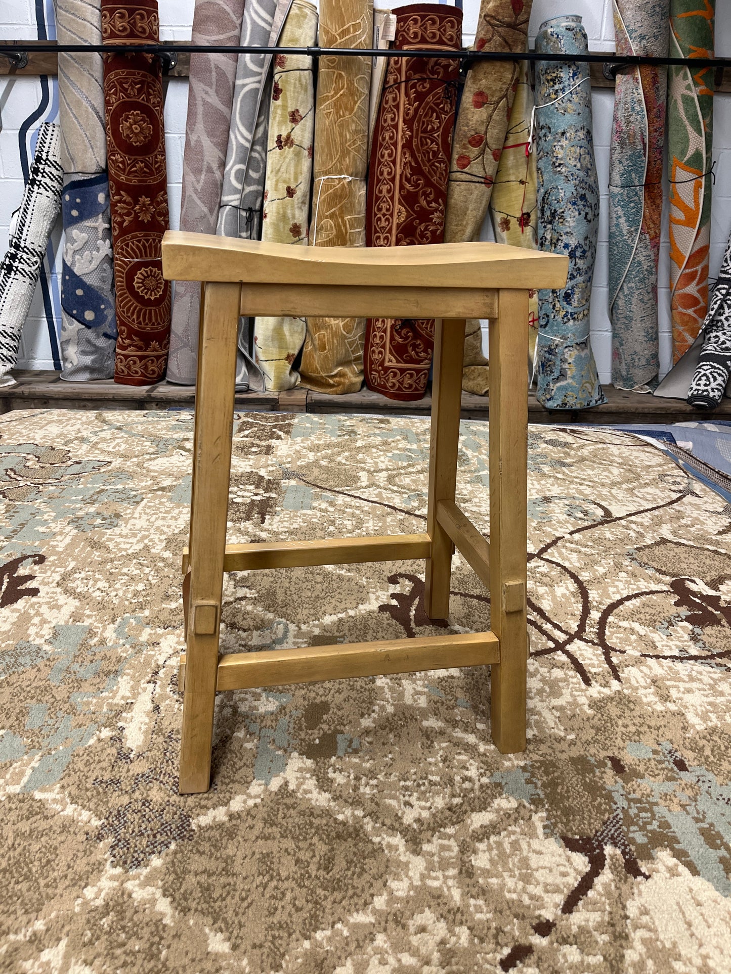Halifax Farmhouse Wood Counter Height Barstool Natural Wood - Threshold: Kitchen Wooden Stool, Backless Rectangle Shape | Retail Price: $65