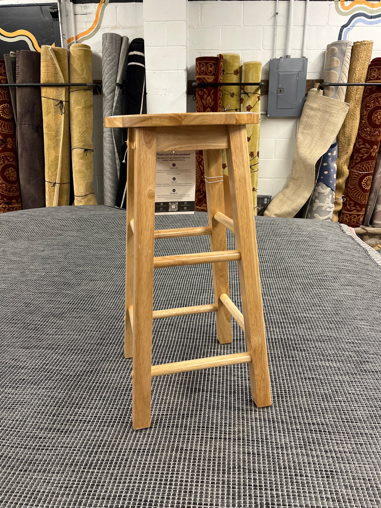 Backless Wood 24" Counter Stool - Natural - Linon | Retail Price: $38.99