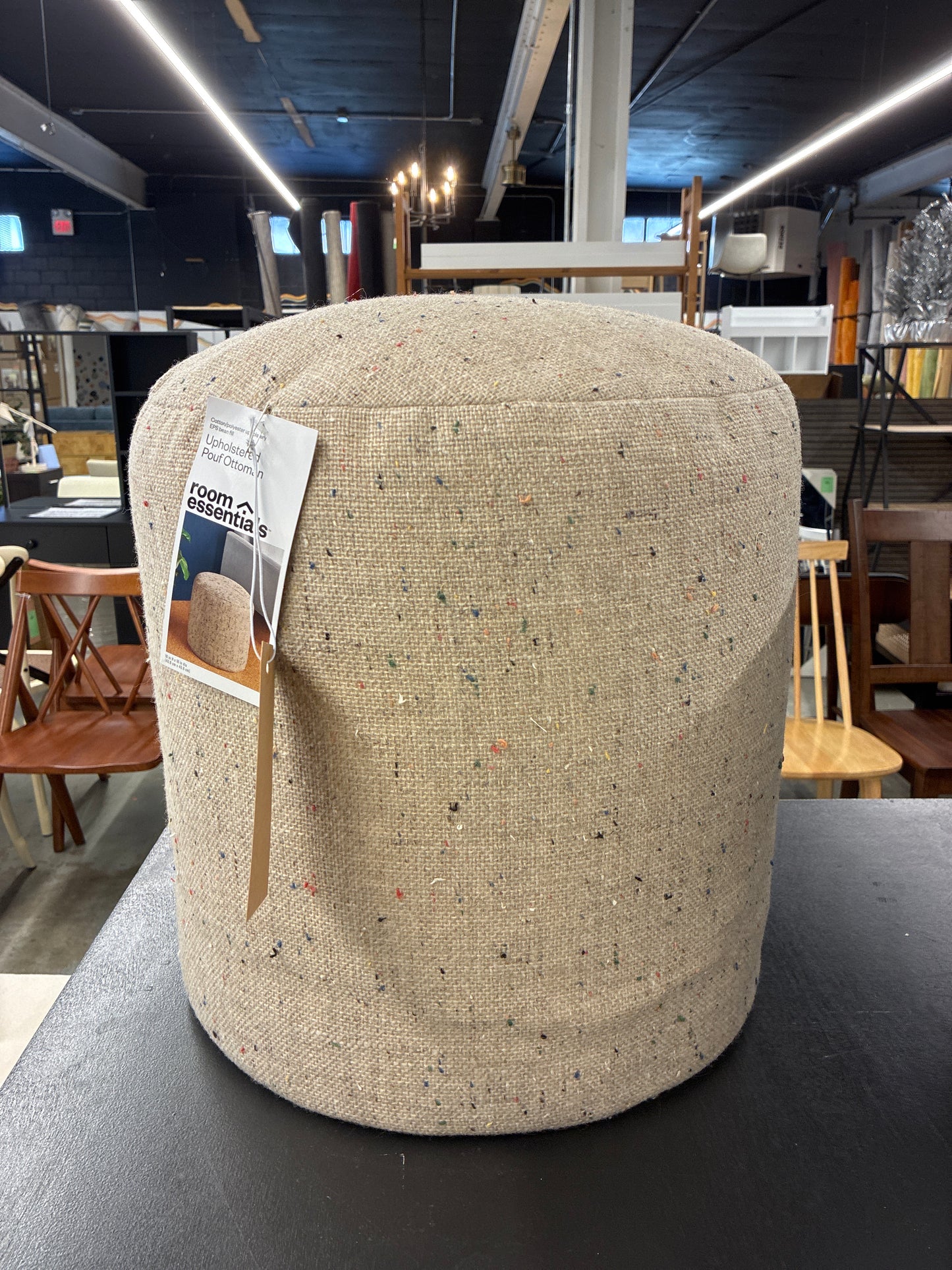 Speckled Pouf Ottoman Speckled Beige- Room Essentials - Retails for $40