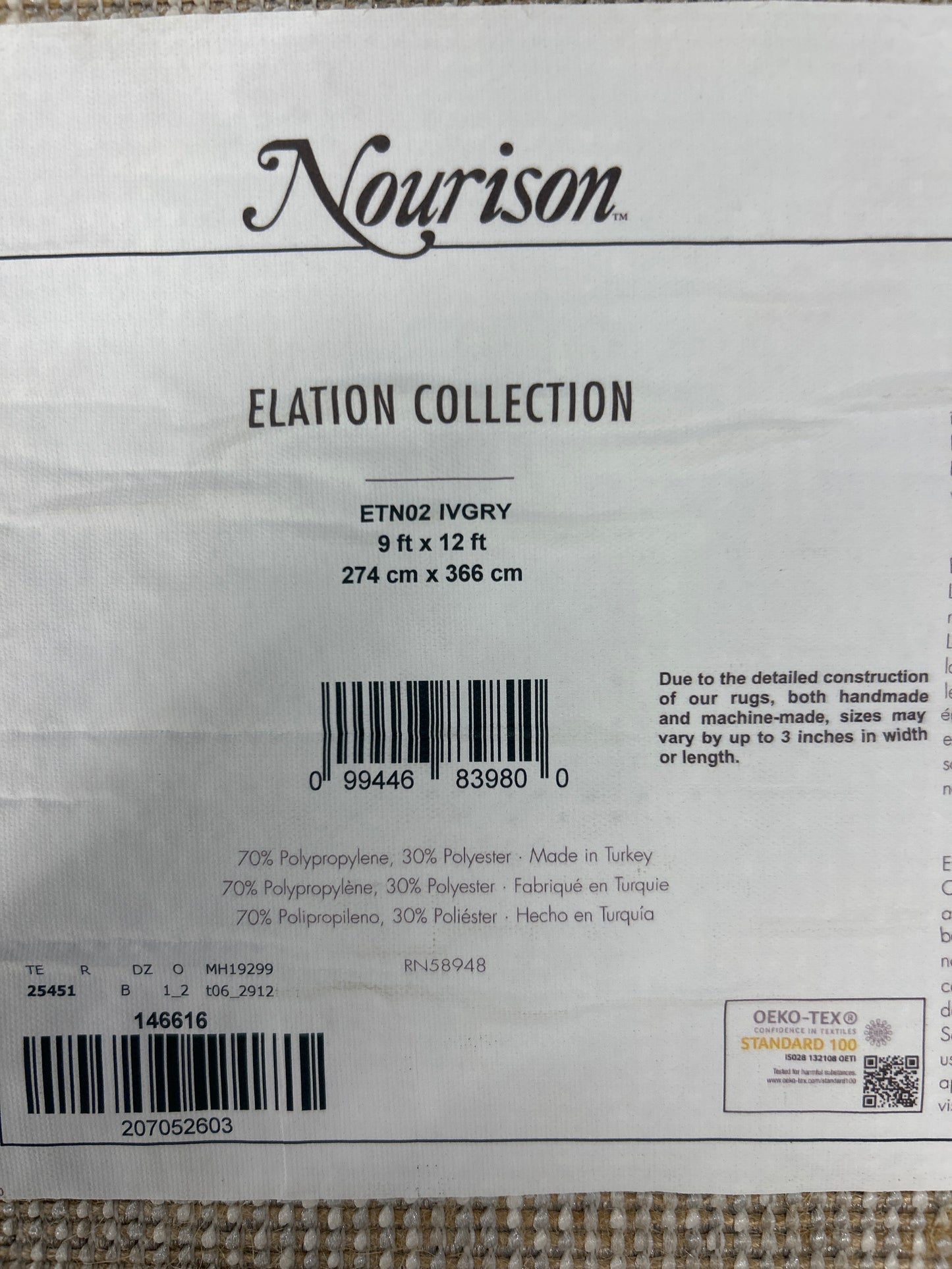 9 x 12 ivory/gray rug by Nourison – Elation Series 