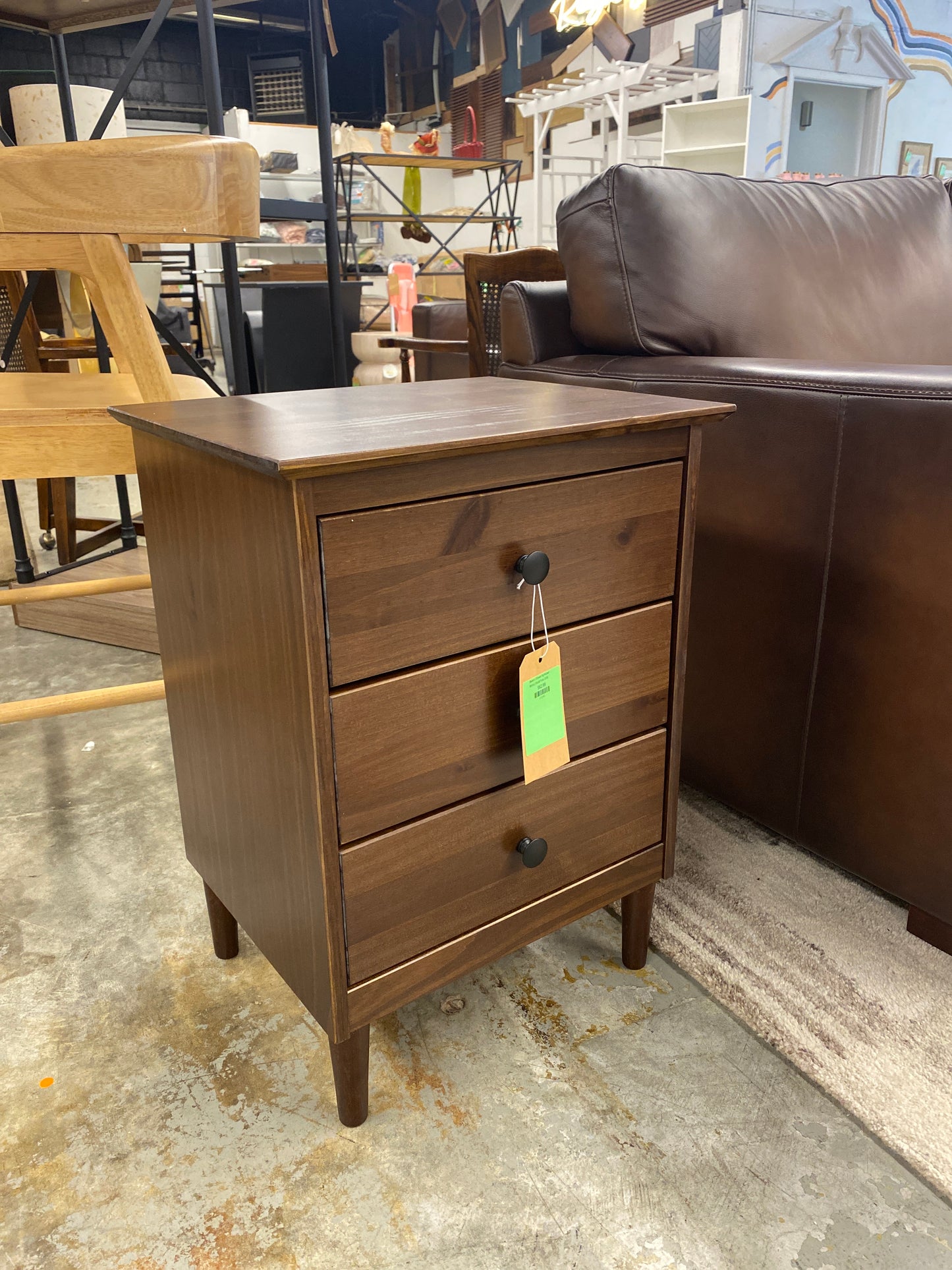Modern 3 Drawer Nightstand - Walnut | Retail Price: $109