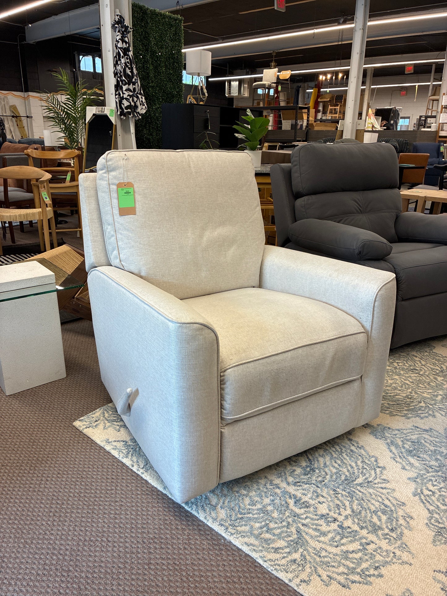 Upholstered Swivel Recliner in Ivory *donated