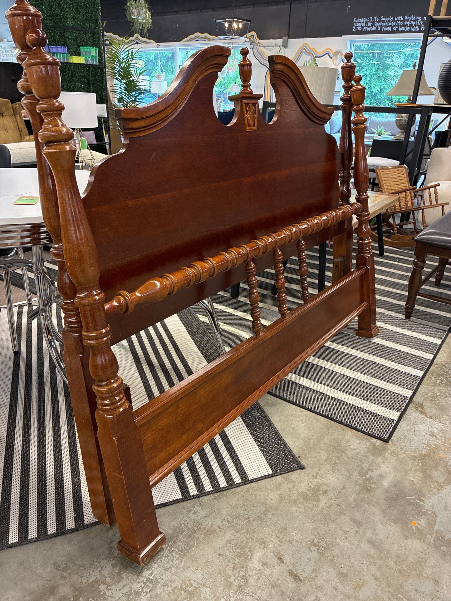 Solid Wood Full or Queen Bed Frame with Headboard, Footboard, and Side Rails (no slats included) *donated