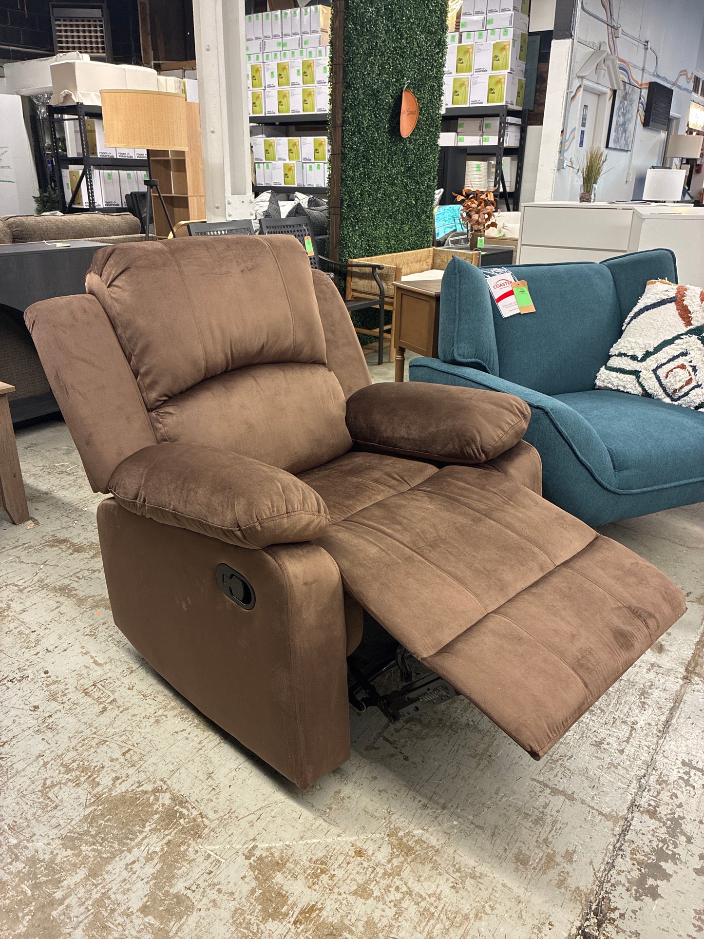 Hommoo Corduroy Recliner Chair, Living Room Chair Recliner Single Sofa with Overstuffed Arm and Back, Theater Lounge Seat for Home, Brown | Retail Price: $228