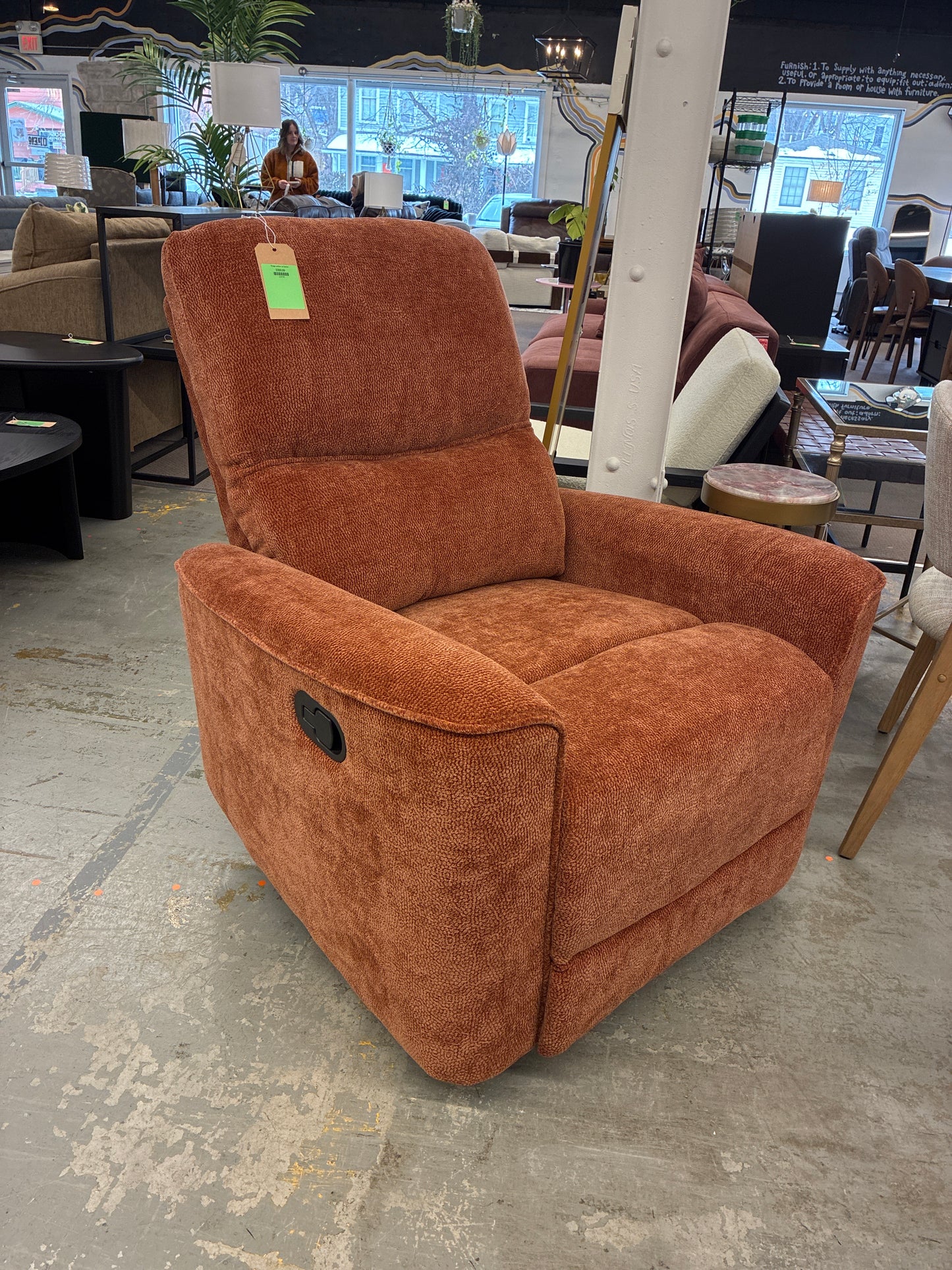 Orange recliner by Coaster