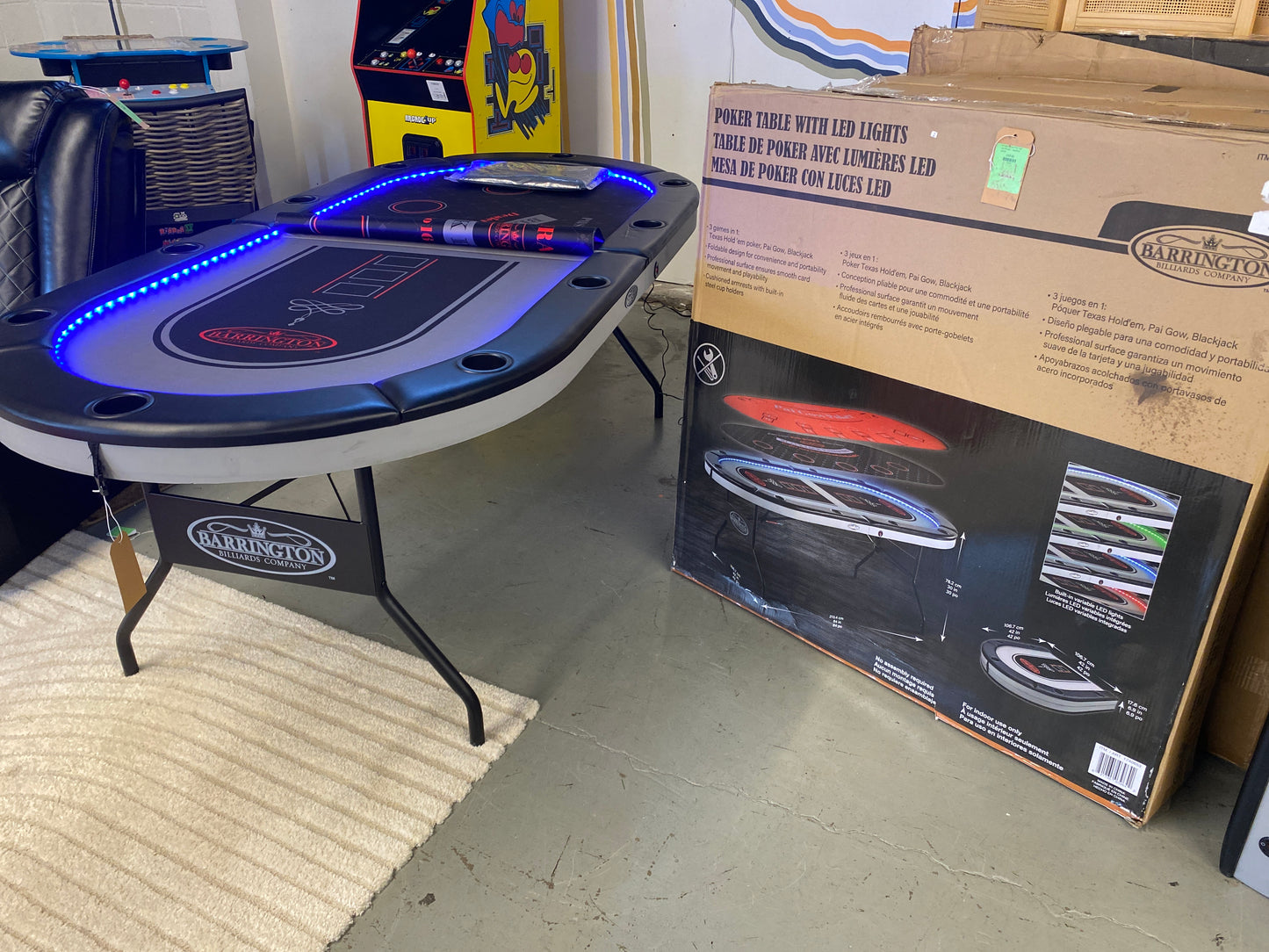 Barrington 10-player Poker Table with LED Lights - - Retail Price: $329.99