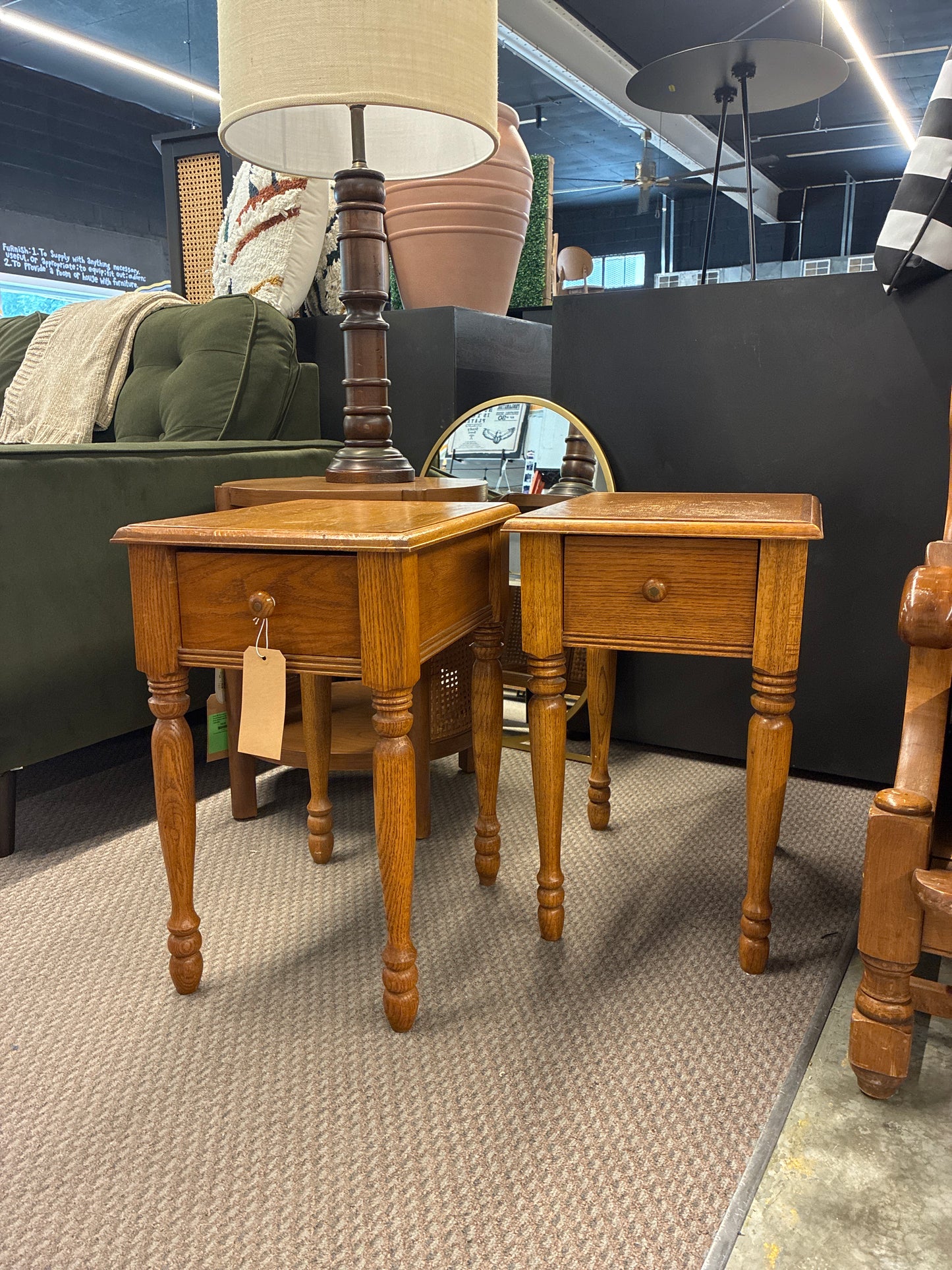Marcus Set Of 2 One Drawer Wooden Side Tables *donated