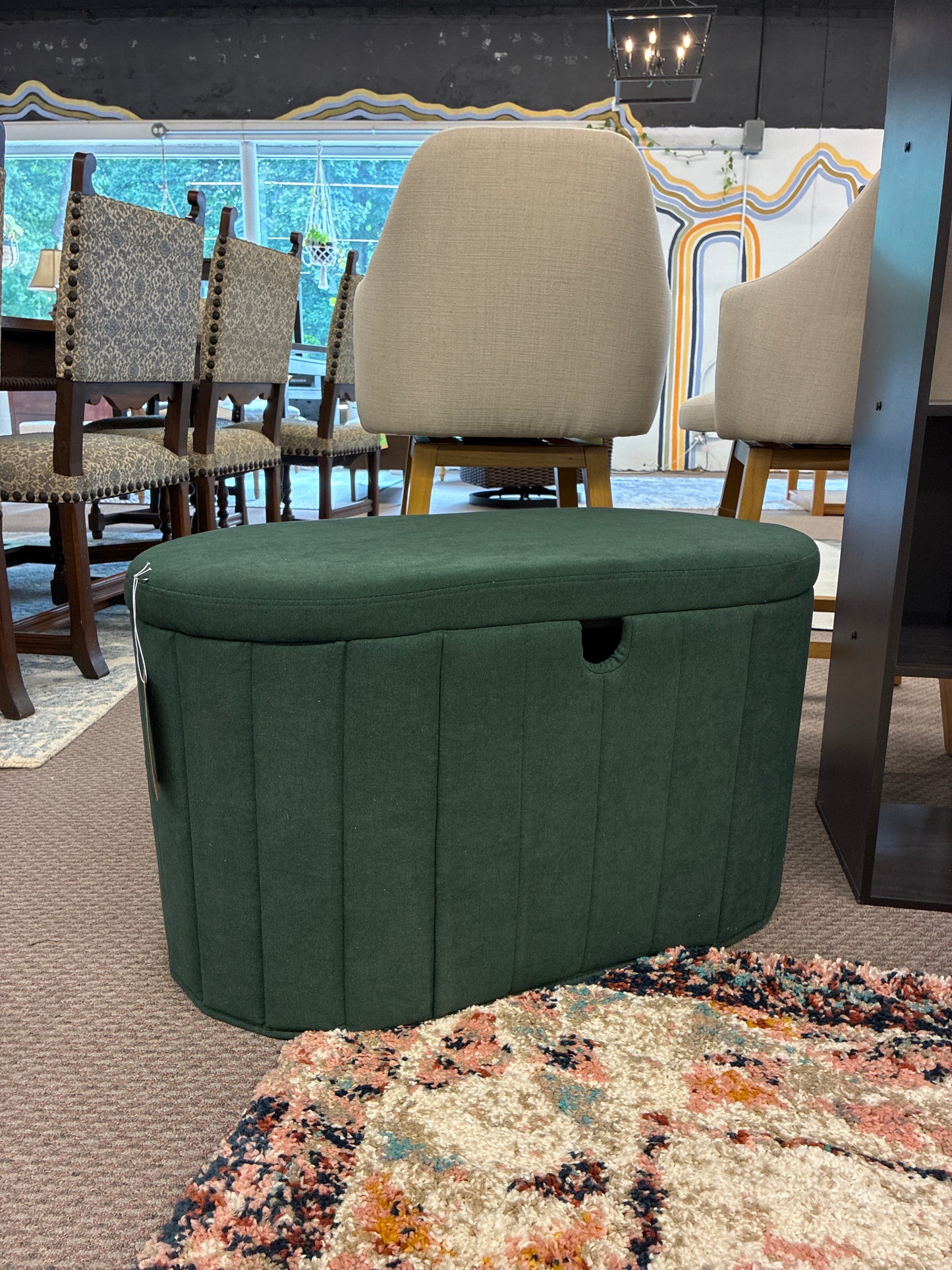 32" Folding Double Storage Bench in Green