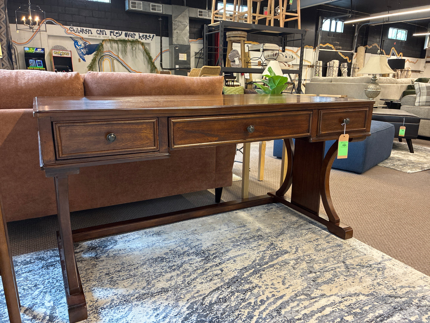 Bram 3 Drawer Solid Wood Desk in Brown *donated