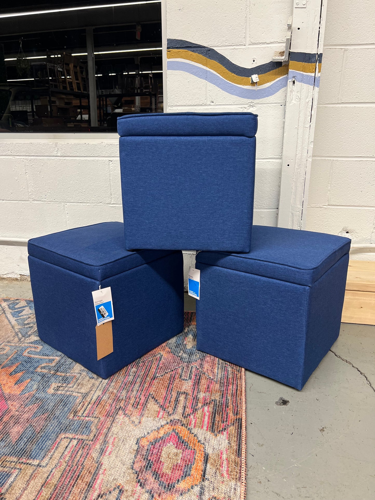 24" Collapsible Double Storage Ottoman Black - Room Essentials: Retail:$40