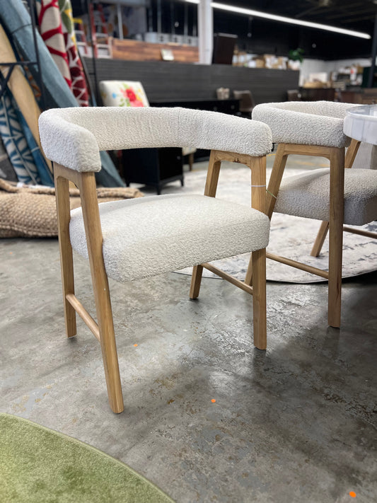 Ezra Modern Curved Back Dining Chair with Boucle Upholstery - Ivory (Set of 2) | Retail Price: $179.99
