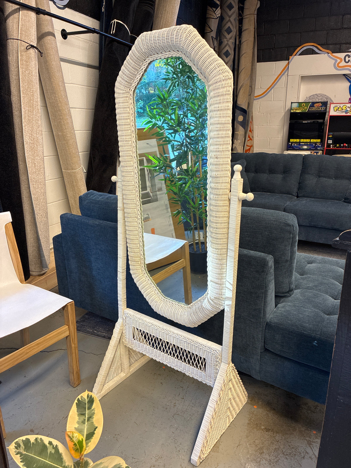 Freestanding Rattan Floor Mirror *donated