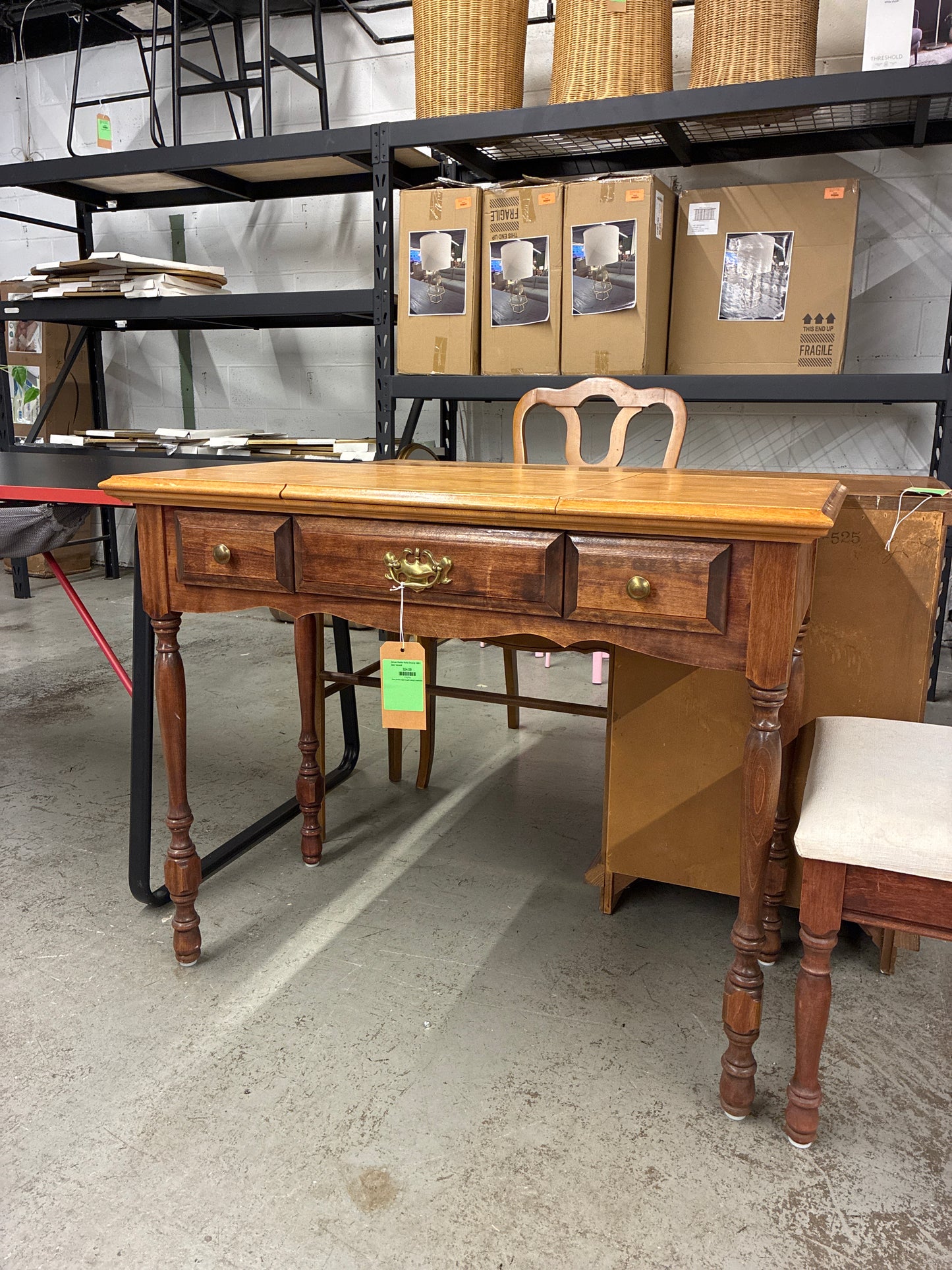Antique Wooden Vanity Dressing Table / Desk *donated