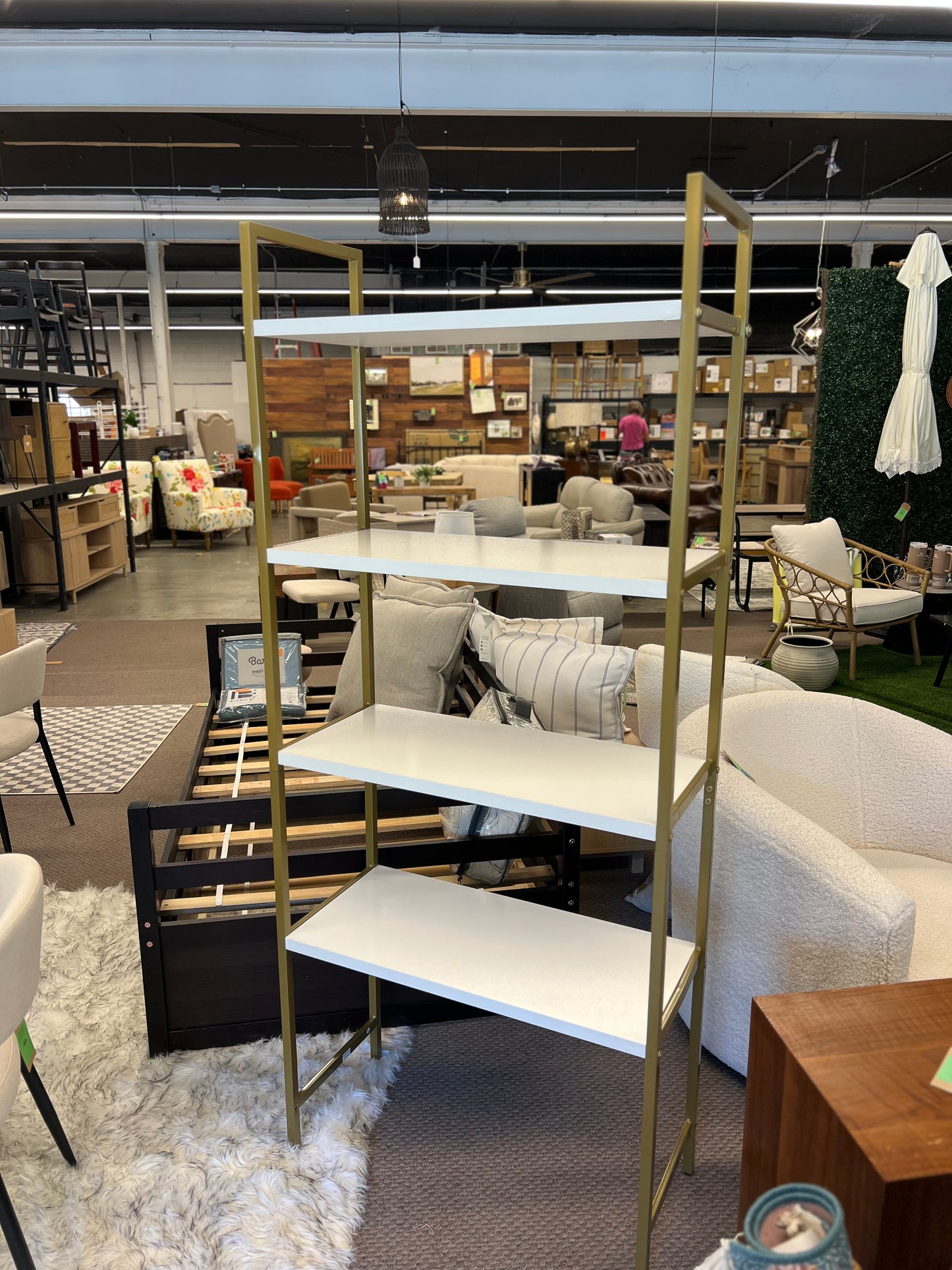 White and Metal Tiered Shelf AS IS Minor repair