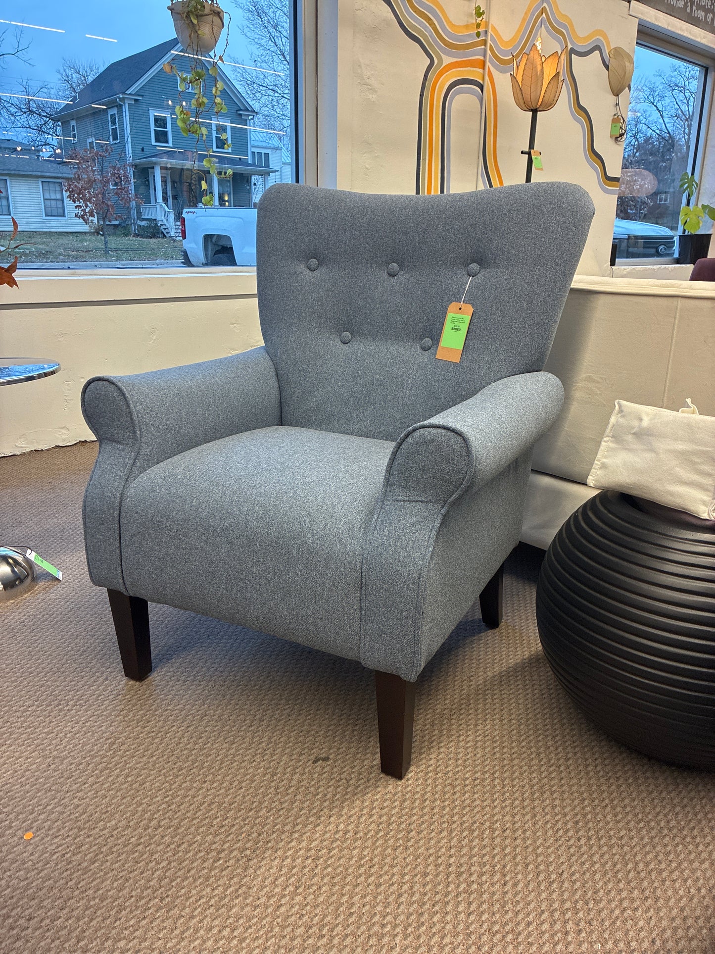 Rolled Arm Accent Chair Blue - HomePop: Tufted Back, Comfy for Reading & Bedroom Decor | Retail Price: $250