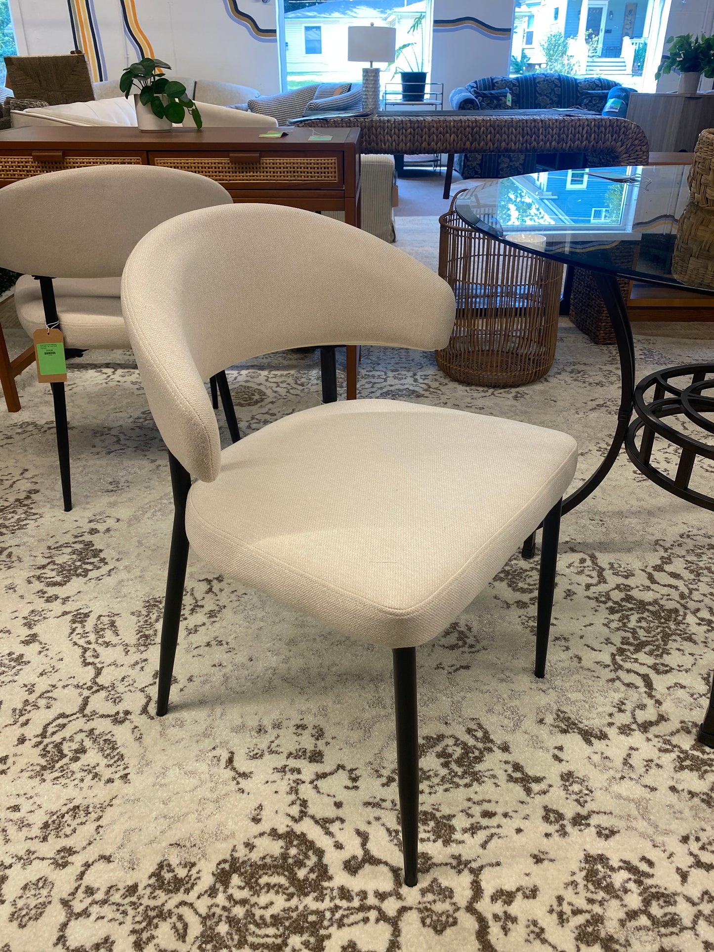 Modern Curved Back Upholstered Dining Chair - 2pk - Ivory | Retail Price: $235