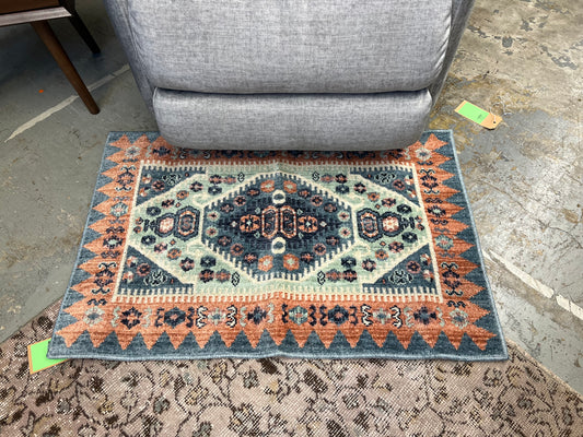 Buttercup Diamond Vintage Persian Style Woven Rug by Threshold in Blue | 2ft x 3ft | Retails for: $25.00