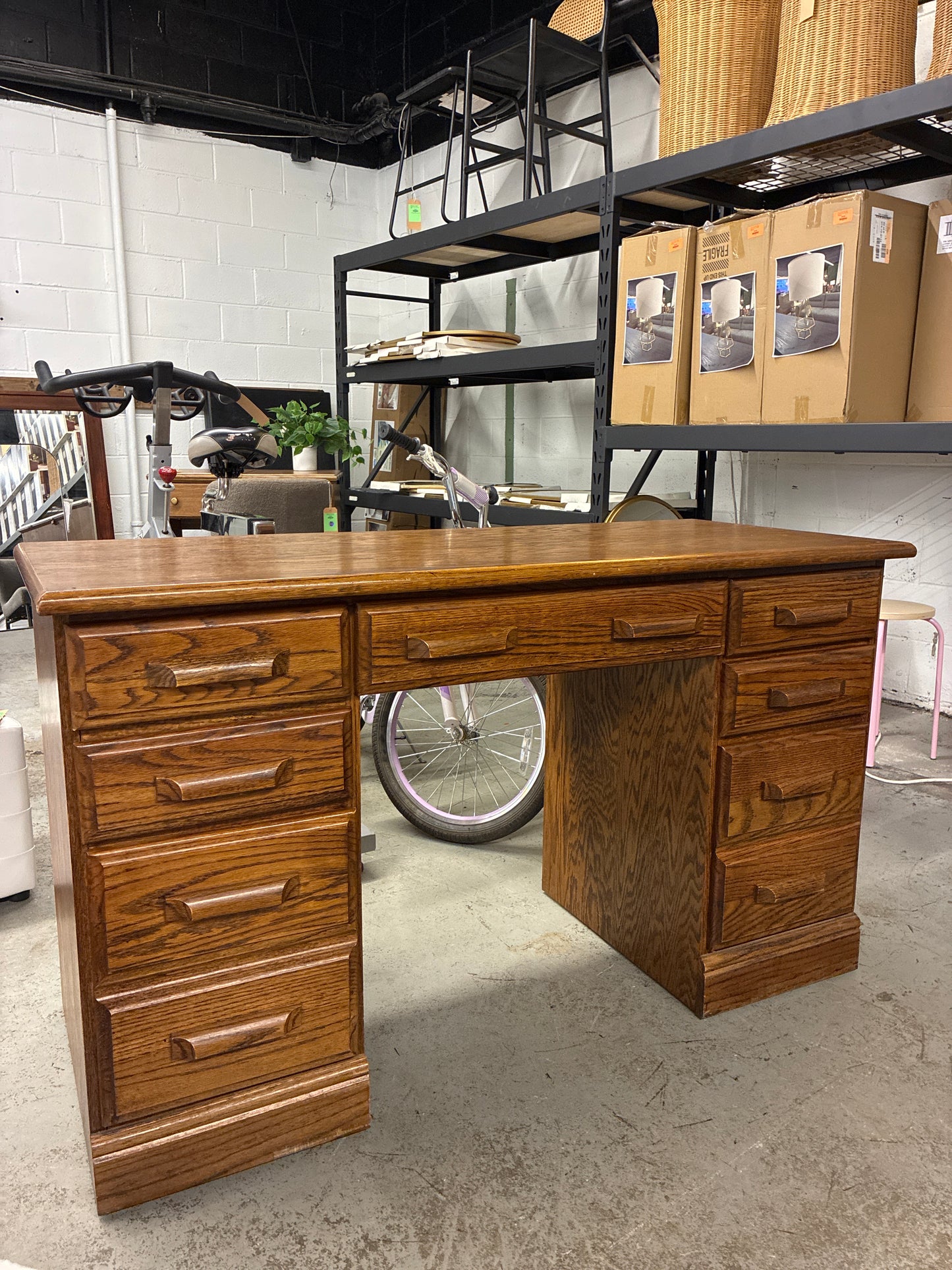 Solid Wood Desk with Storage Drawers *donated