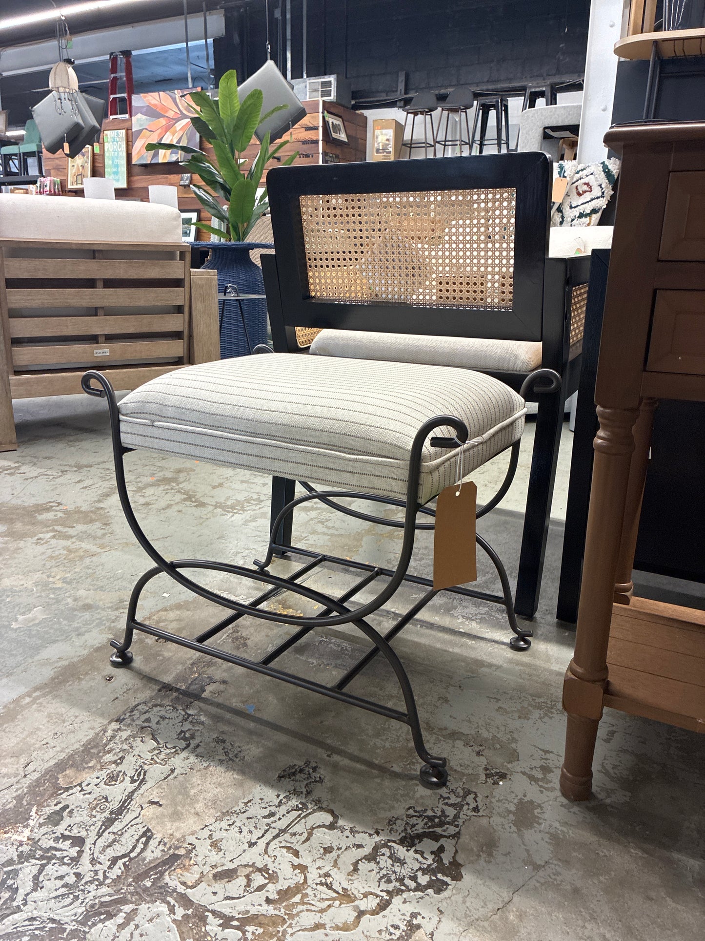 Metal Ottoman Performance Stripe Fabric - Threshold designed with Studio McGee; Fully Assembled — Retails elsewhere for $120