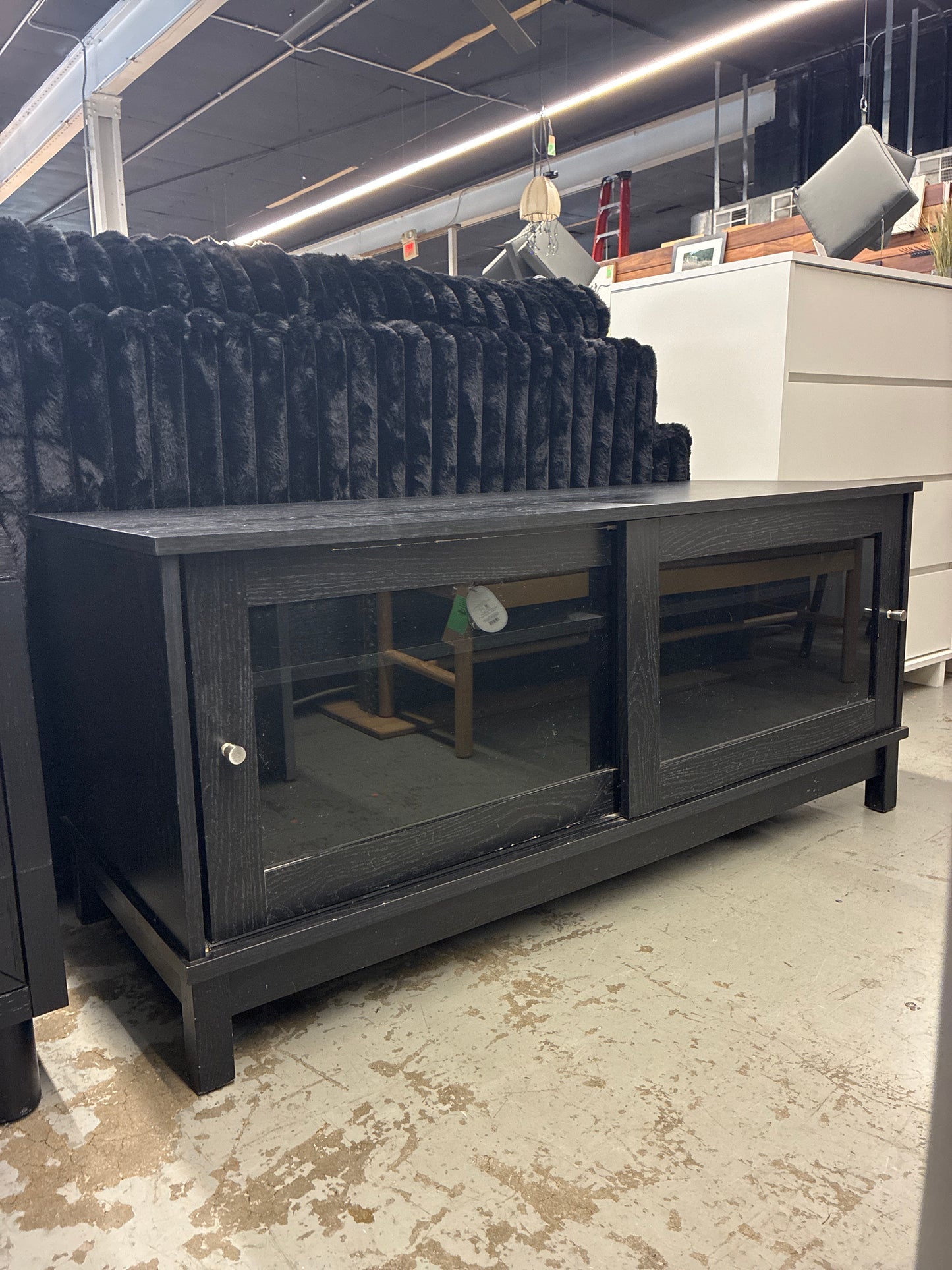TV Console Table with Sliding Doors in Black *donated