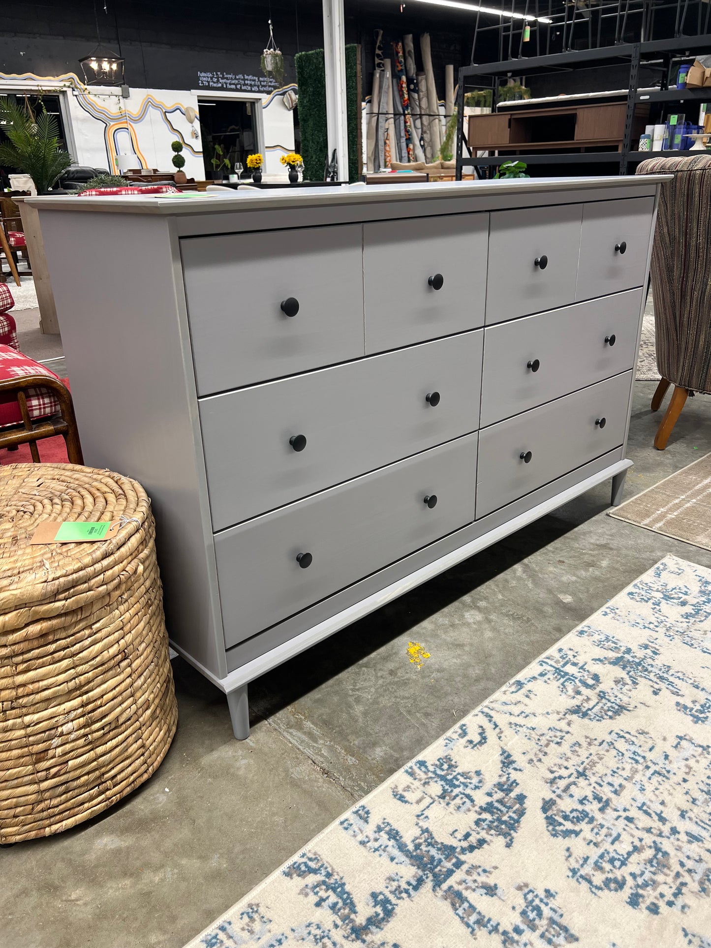 6-Drawer Solid Wood Dresser - Gray | Retail Price: $460