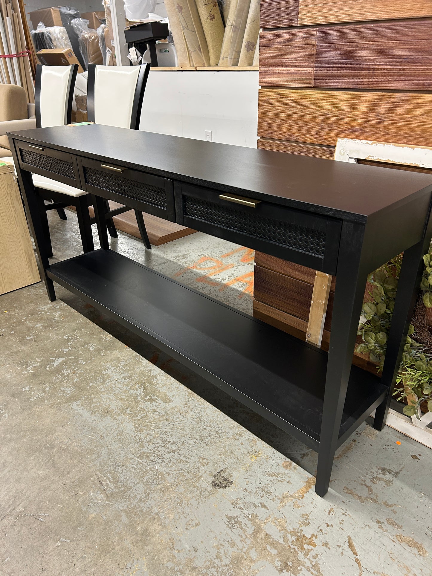 East Bluff Woven Drawer Console Table Black - Threshold designed with Studio McGee: Modern Storage, Metal Hardware