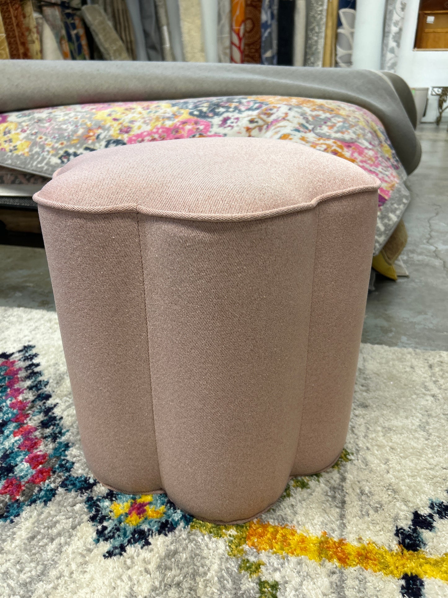 Scalloped Upholstered Ottoman Pink - Room Essentials Retail: $50
