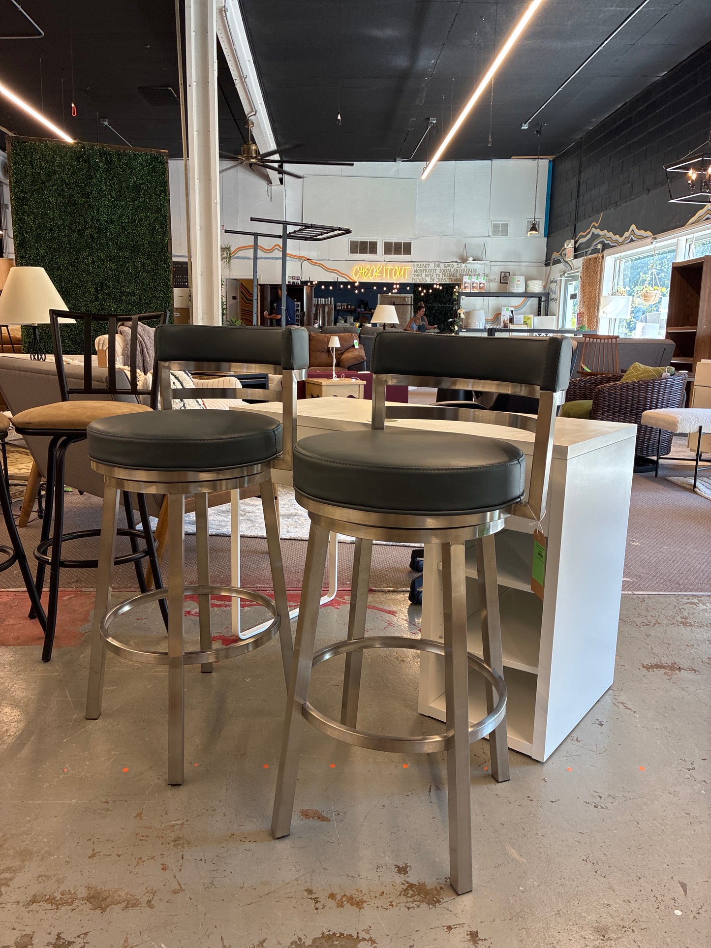 Set of 2 Armen Contemporary Living Swivel Bar Stools | Retail Price: $460