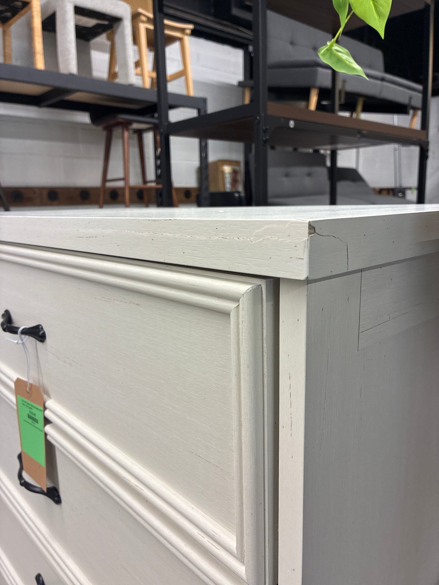 43in Tall 5 Drawer Chest of Drawers in Off White | AS IS repaired