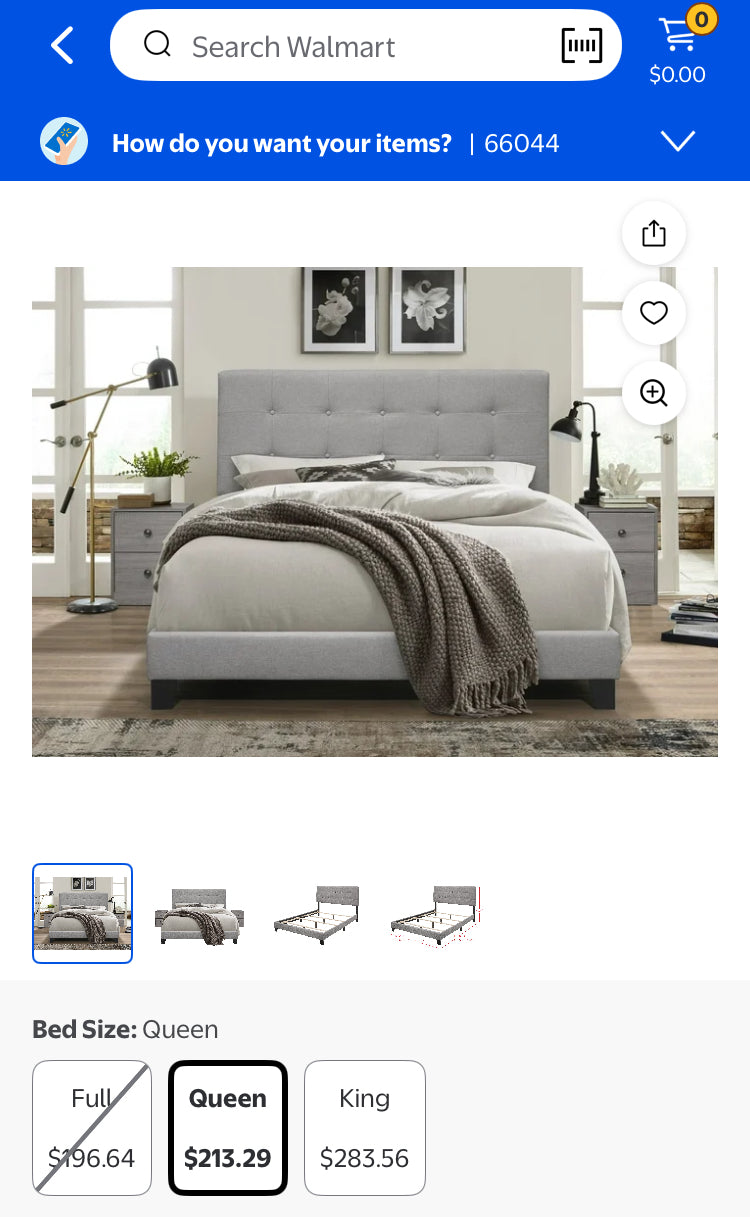 HMD Sara Queen Upholstered Panel Bed with 2 Nightstands | Size: Queen