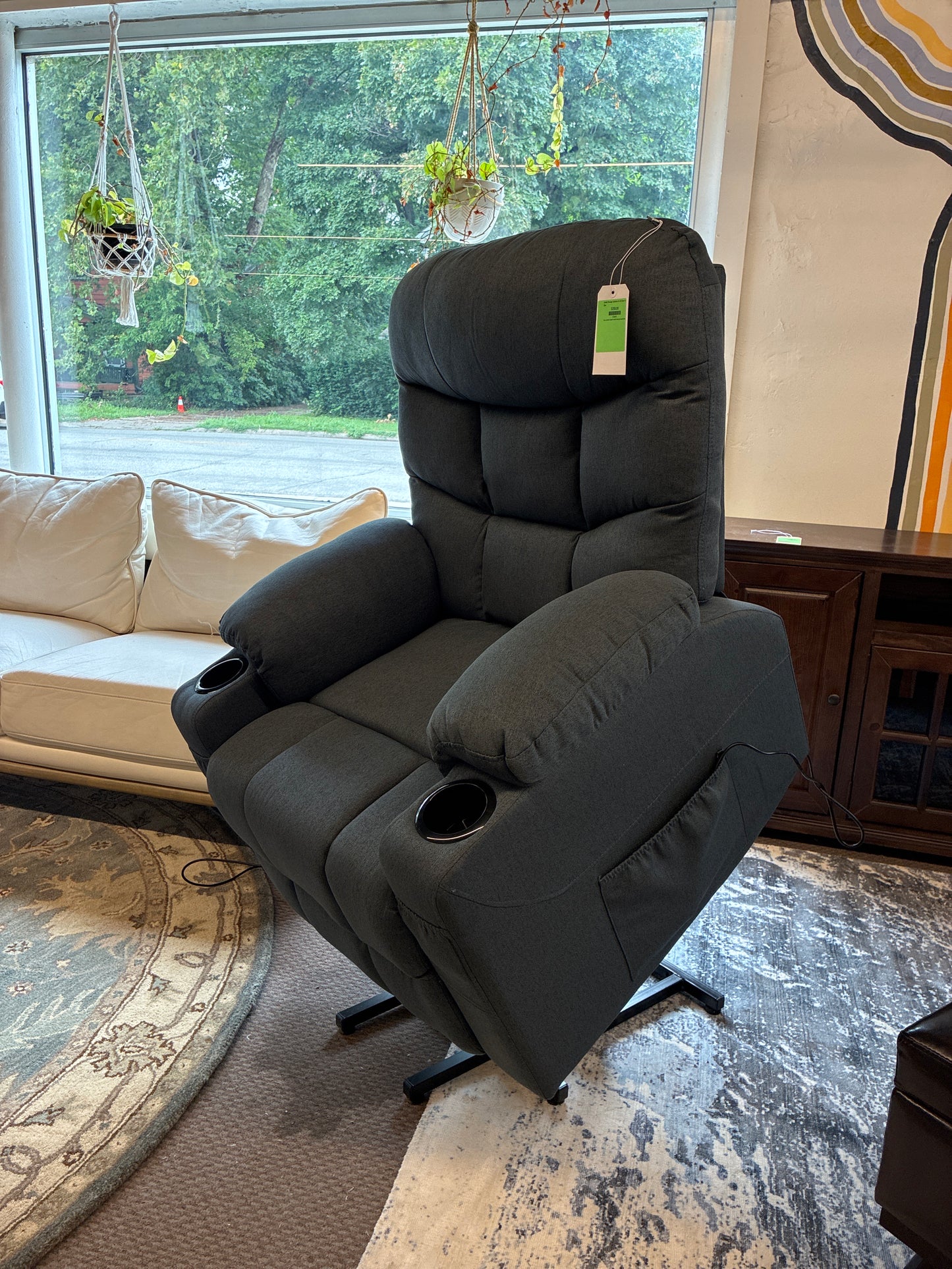 Heated Massage Upholstered Lift Chair in Blue