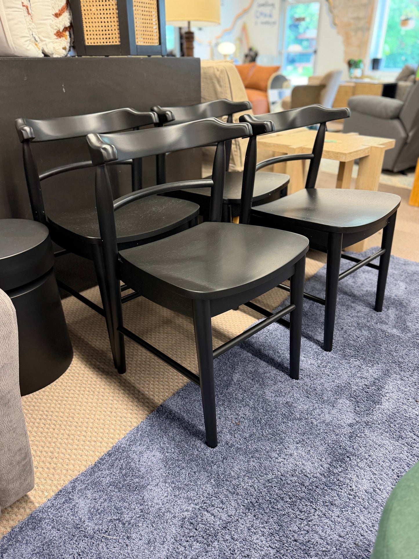 2pk Kaysville Curved Back Wood Dining Chair Black - Threshold™ designed with Studio McGee: Rubberwood Frame, Non-Upholstered, 250lb Capacity Retail: $200