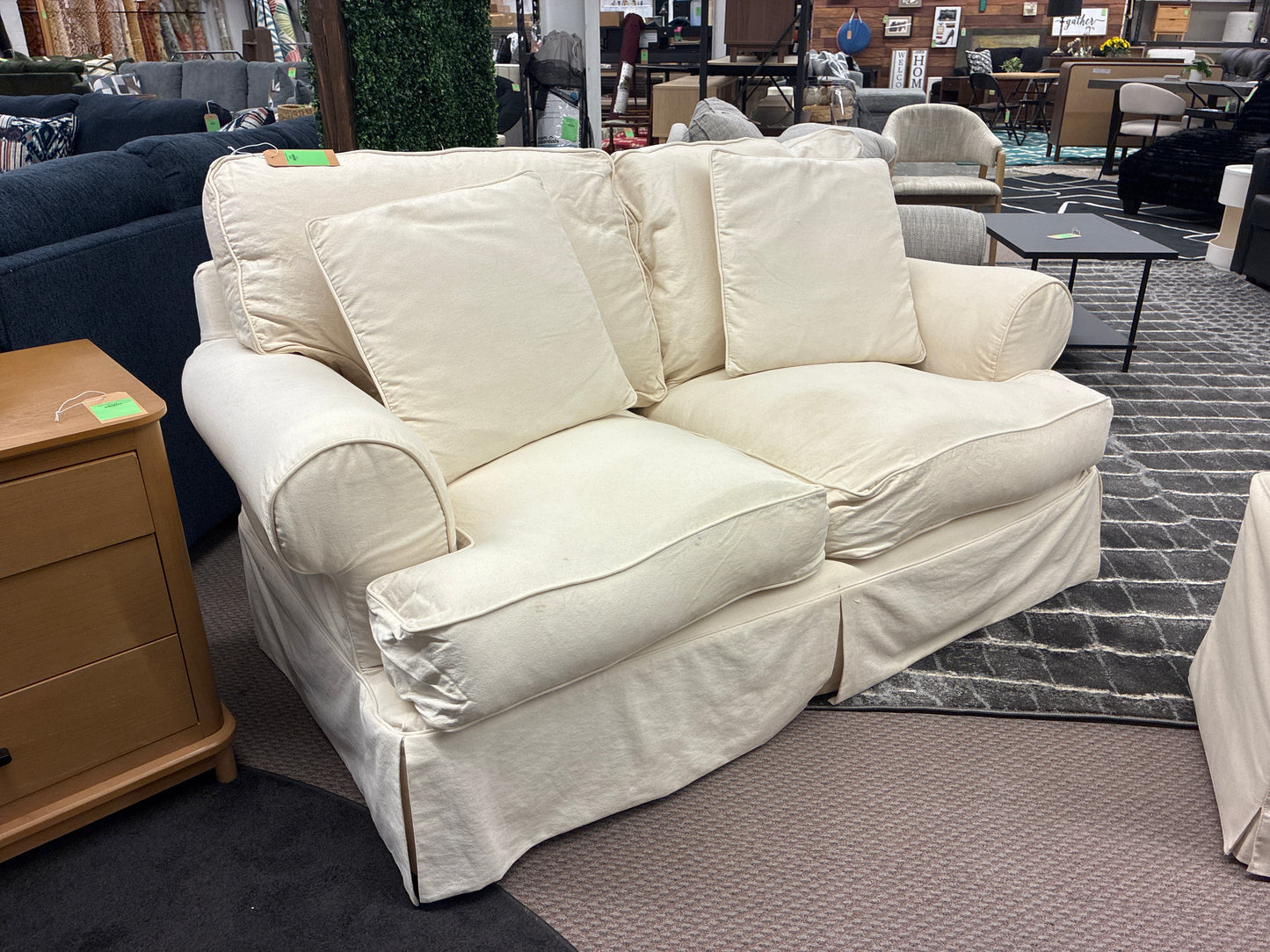 White Fabric Loveseat *Donated