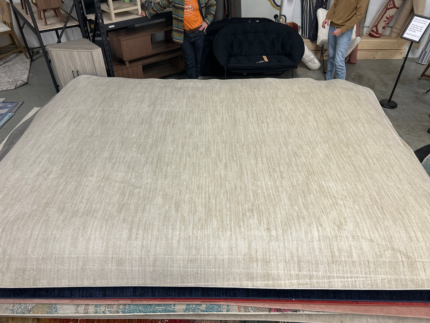 10 x 14 beige area rug (as-is for having numerous little flaws)