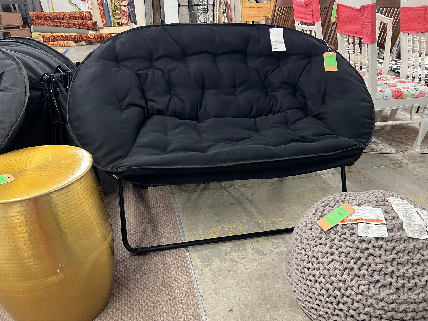 Double Dish Dorm Loveseat Sofa Chair Black - Room Essentials | Retail Price: $70