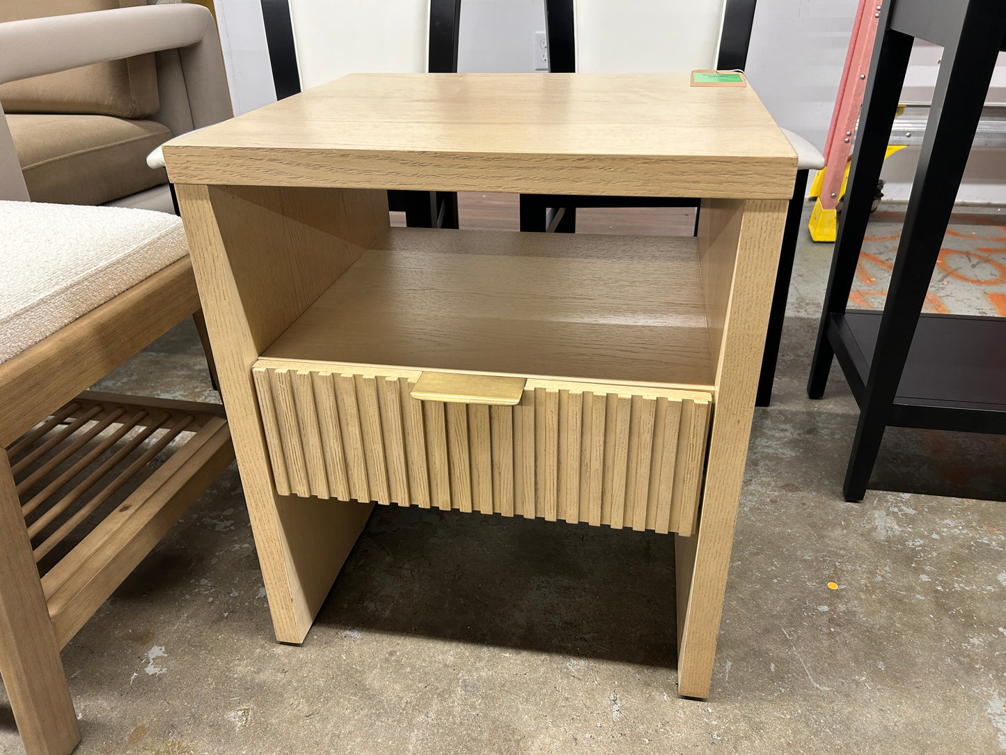 Groove Dowel Accent Table with Shelf Natural Wood - Threshold Fully Assembled