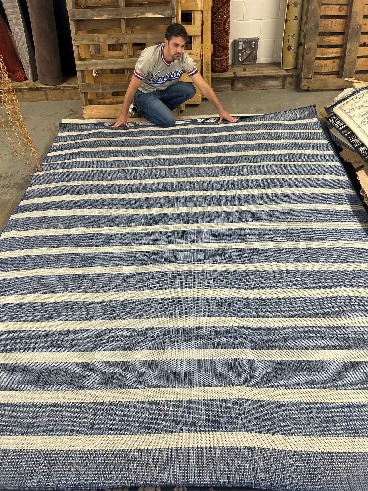 8x 10 blue striped rug