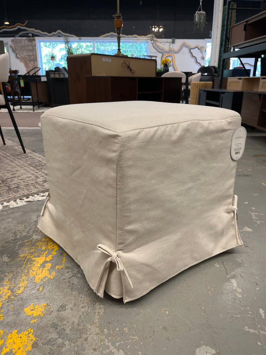 Lynwood Slipcover Cube Ottoman with Tie Details Cream - Threshold designed w/Studio McGee | Retail Price: $110